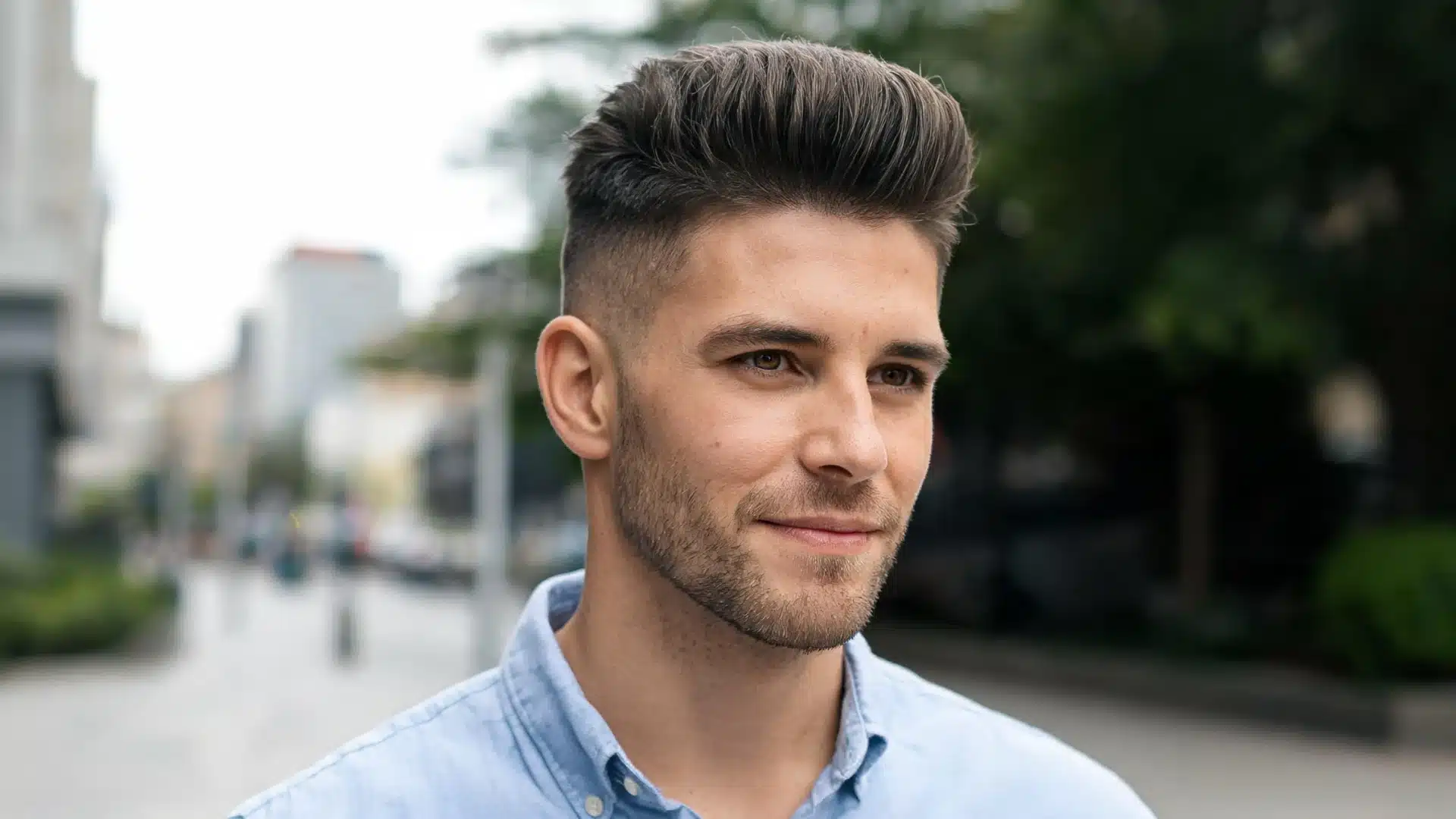 Man with modern pompadour hairstyle
