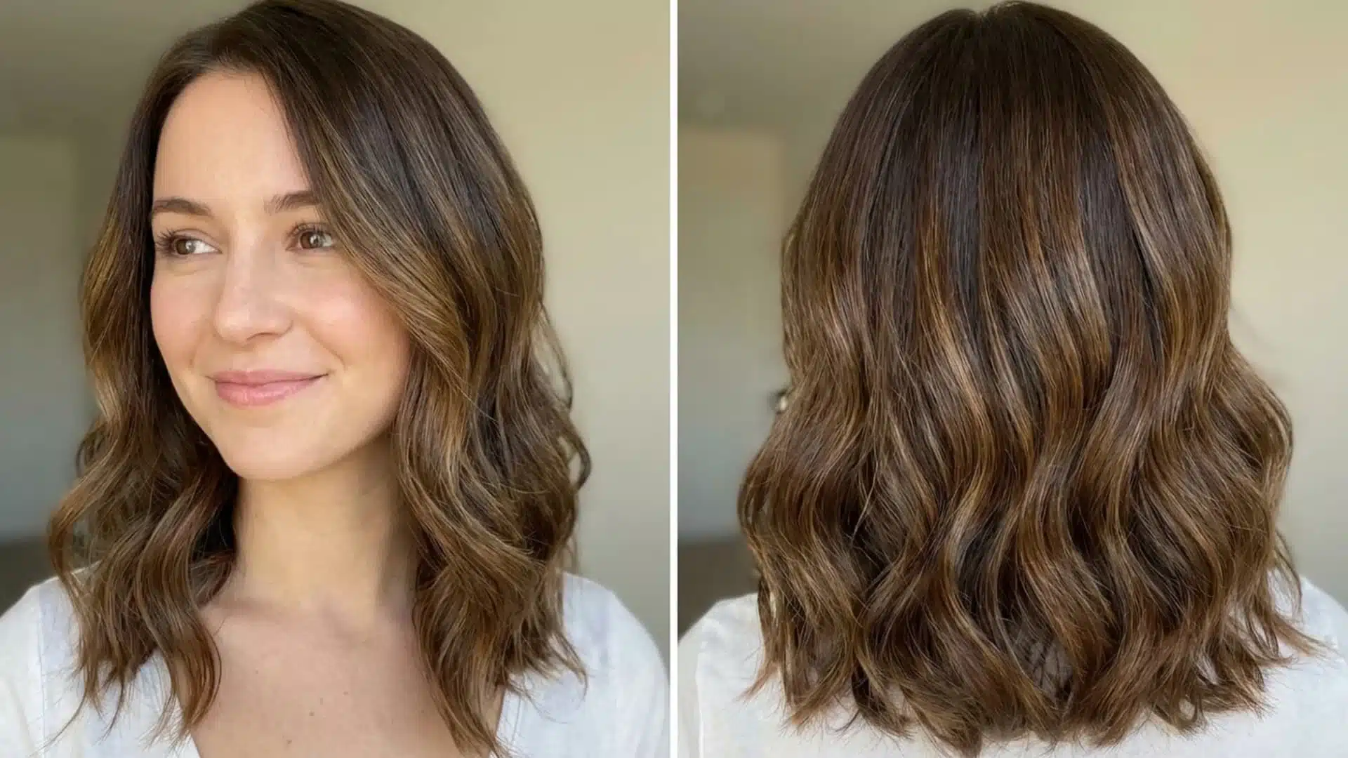 Portrait of a woman with neatly blended hair roots matching the rest of her hair color, seamless transition from scalp to ends