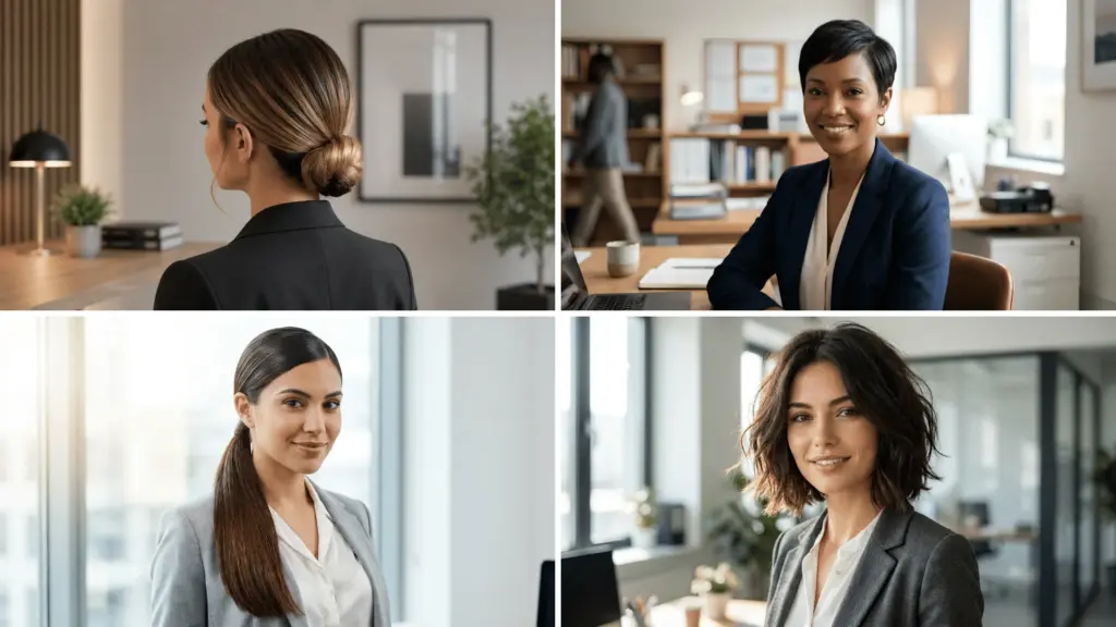 Portrait of different smiling women