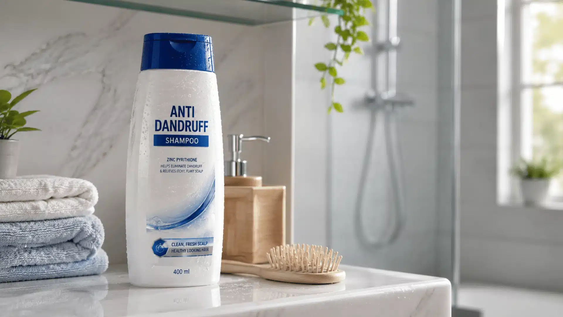Showcasing anti dandruff shampoo to remove hair dye