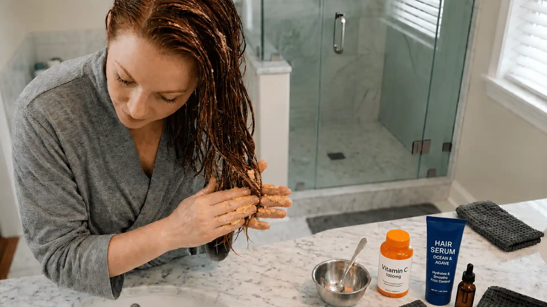 Vitamin C hair treatment for removing artificial hair color