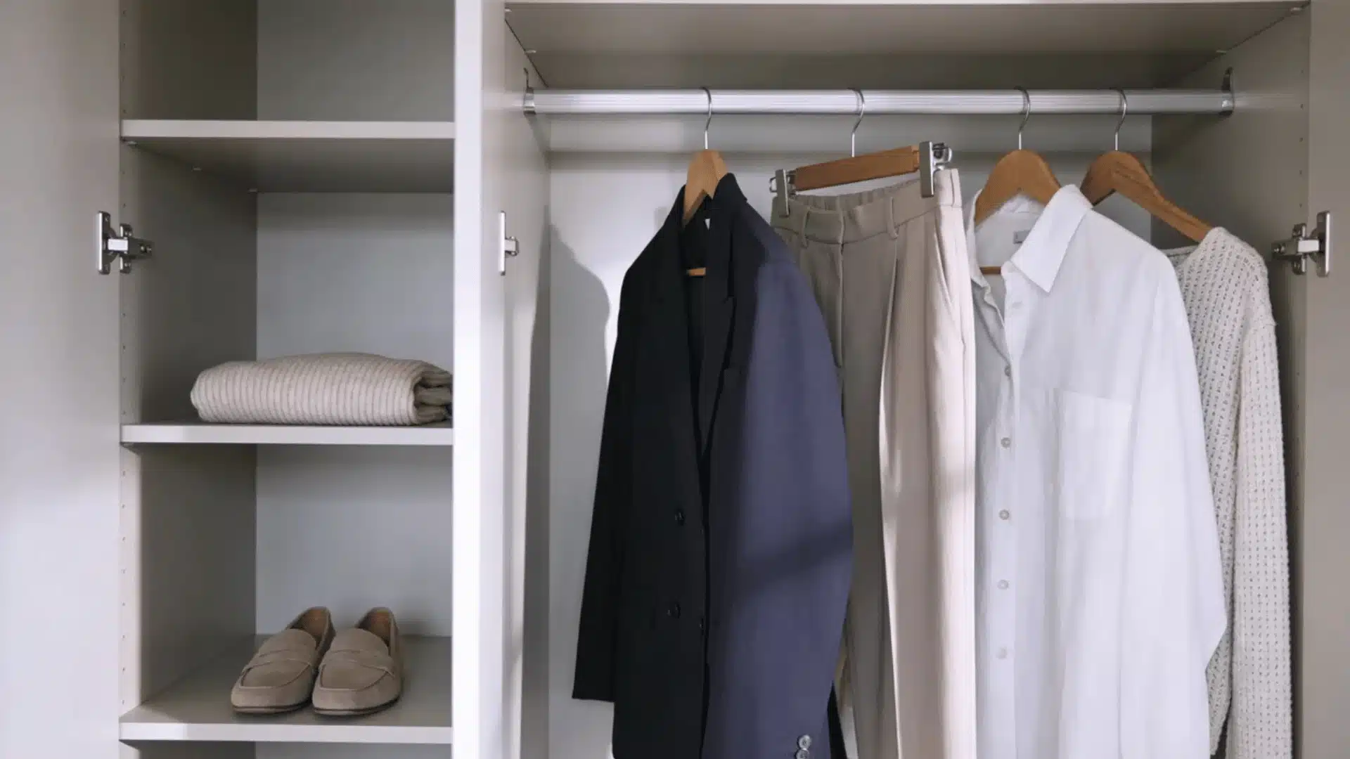 Capsule wardrobe with neutral pieces covering both smart casual and business casual dress codes