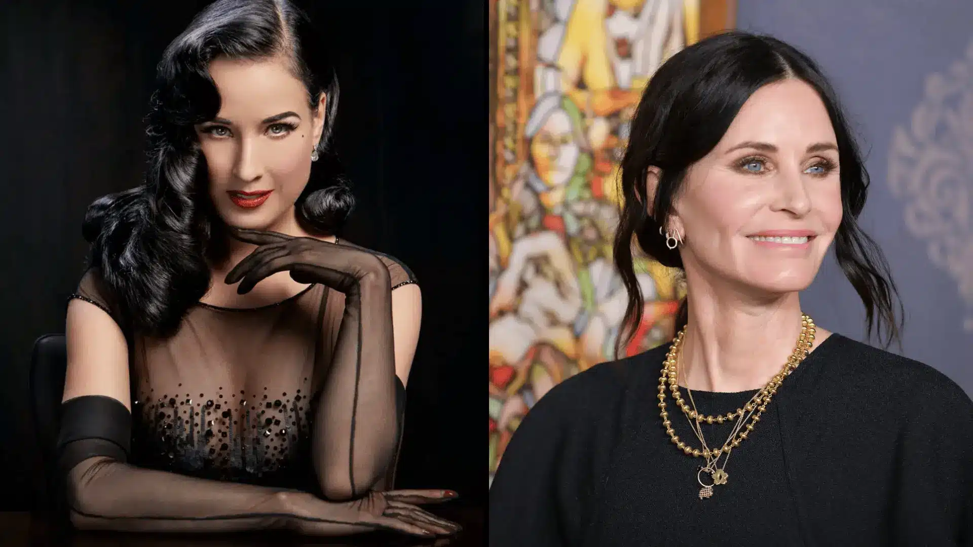 Celebrities in dark elegant outfits with cool undertones representing true winter color palette
