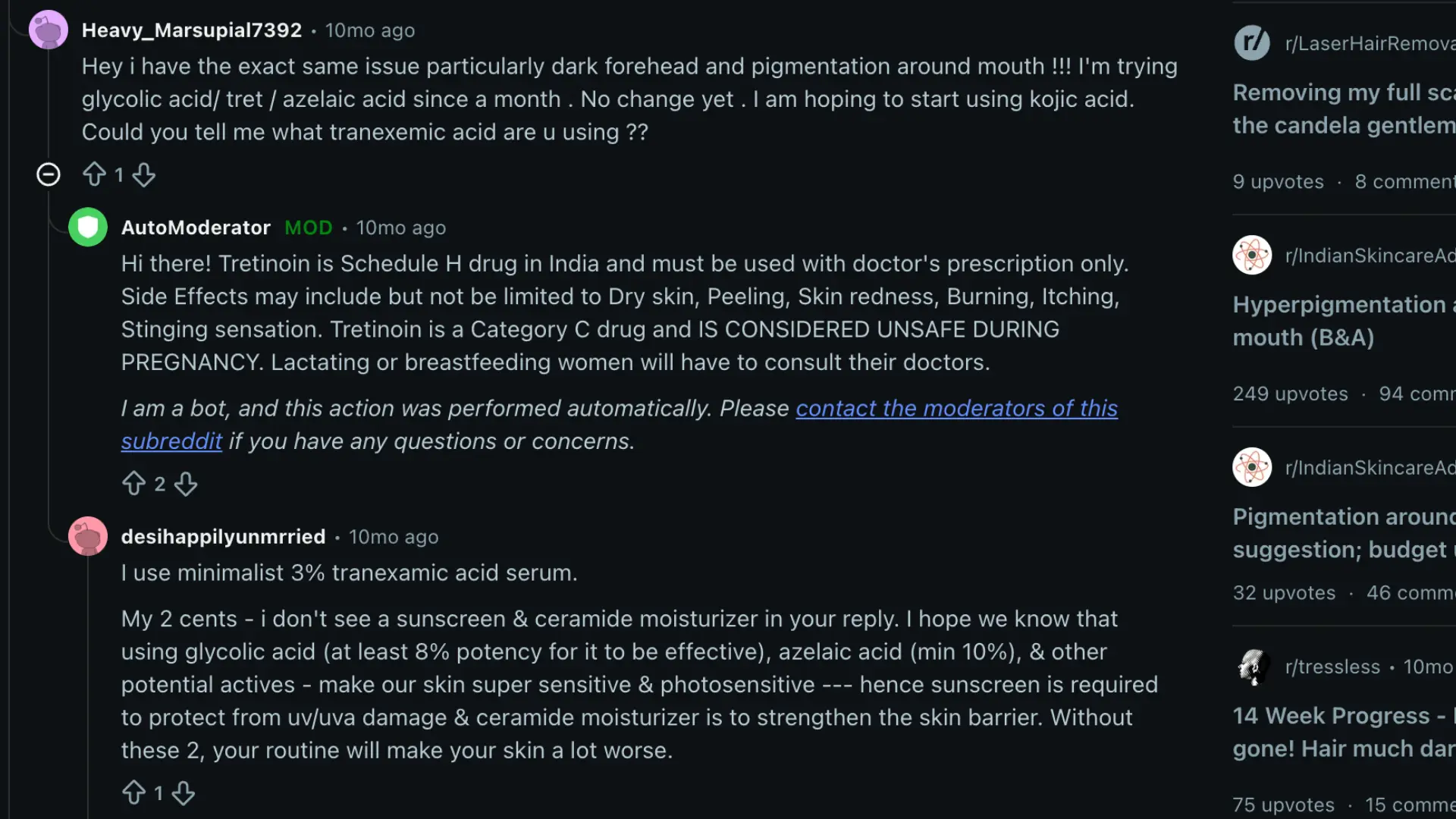community discussion about hyperpigmentation