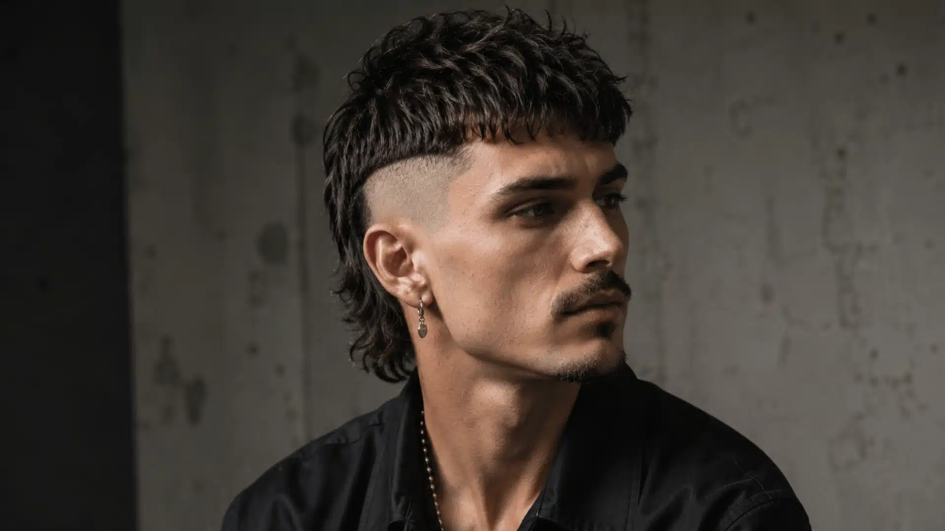Disconnected skin fade mullet with sharp contrast styling