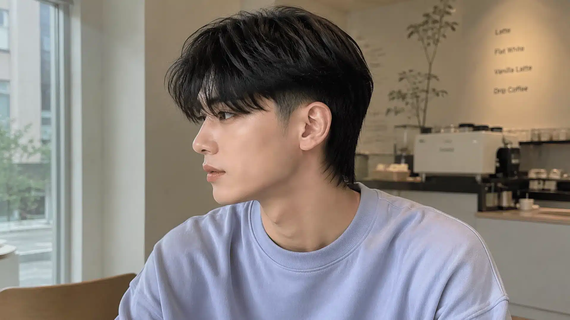K-pop skin fade mullet with soft layered movement