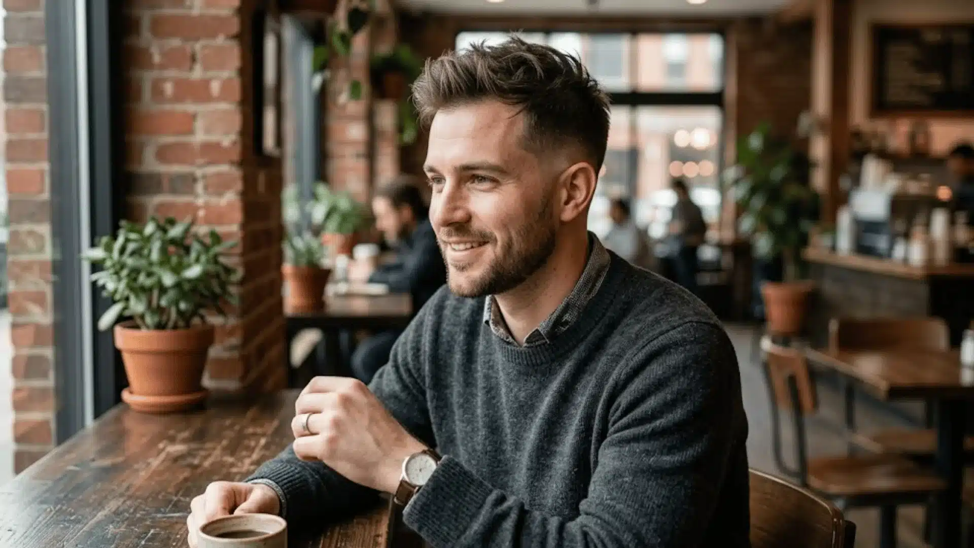 Low fade textured top hairstyle for thinning hair