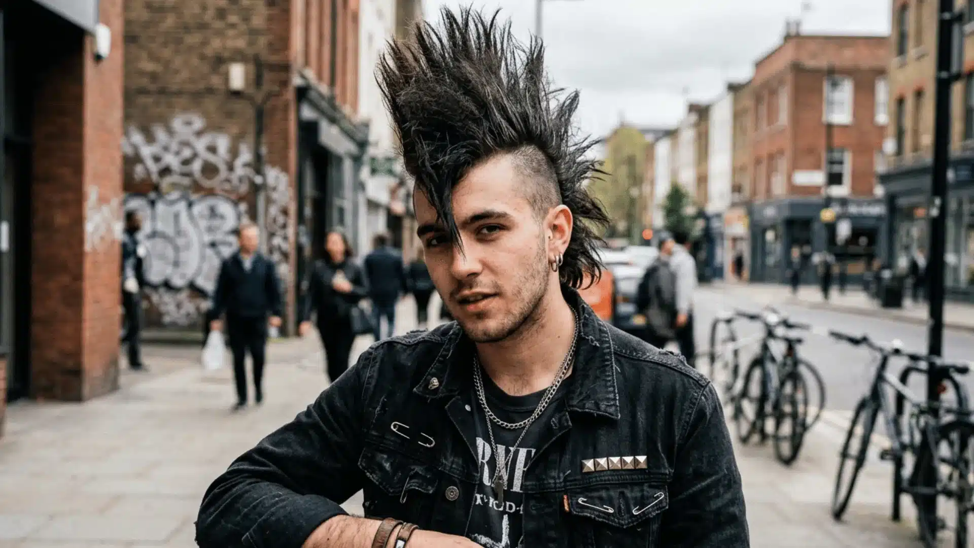 Man sporting extreme tall death hawk mohawk with dramatic height