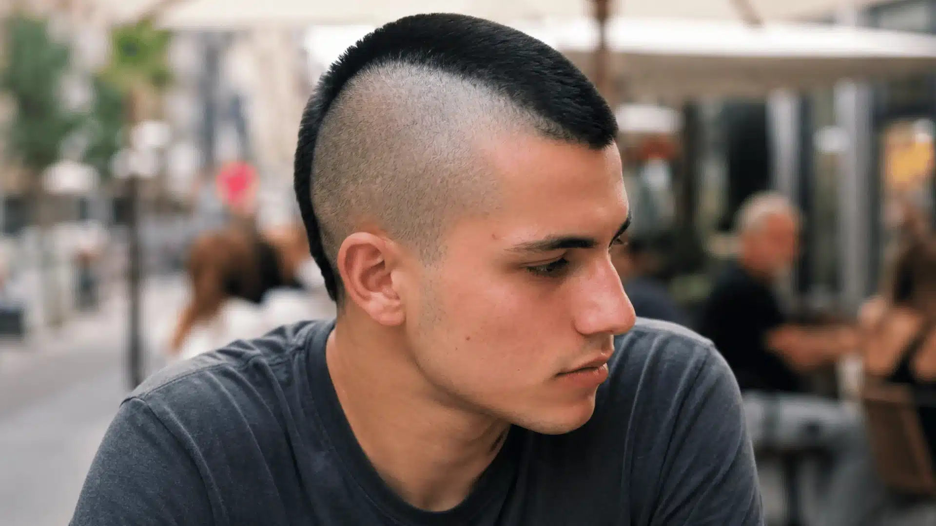 Minimal buzz cut mohawk hairstyle
