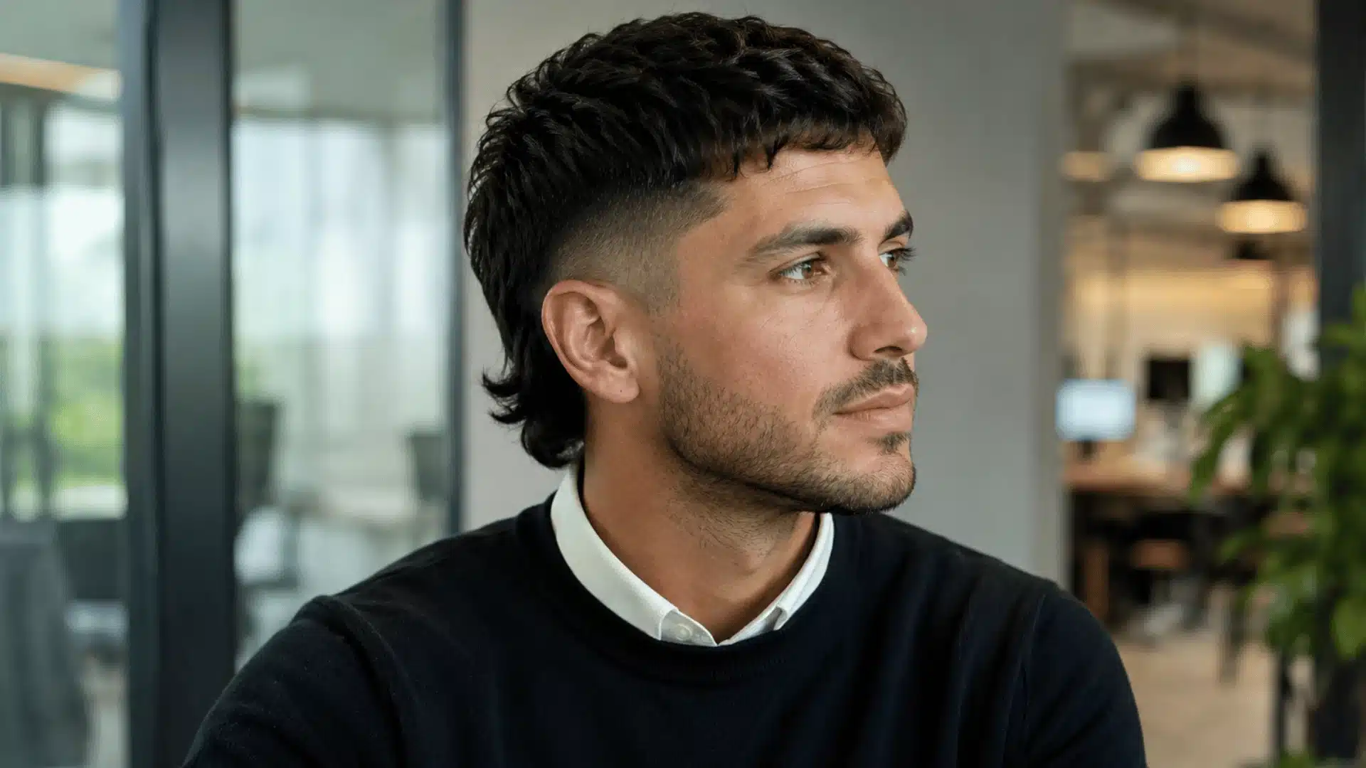 Minimalist skin fade mullet with subtle clean styling