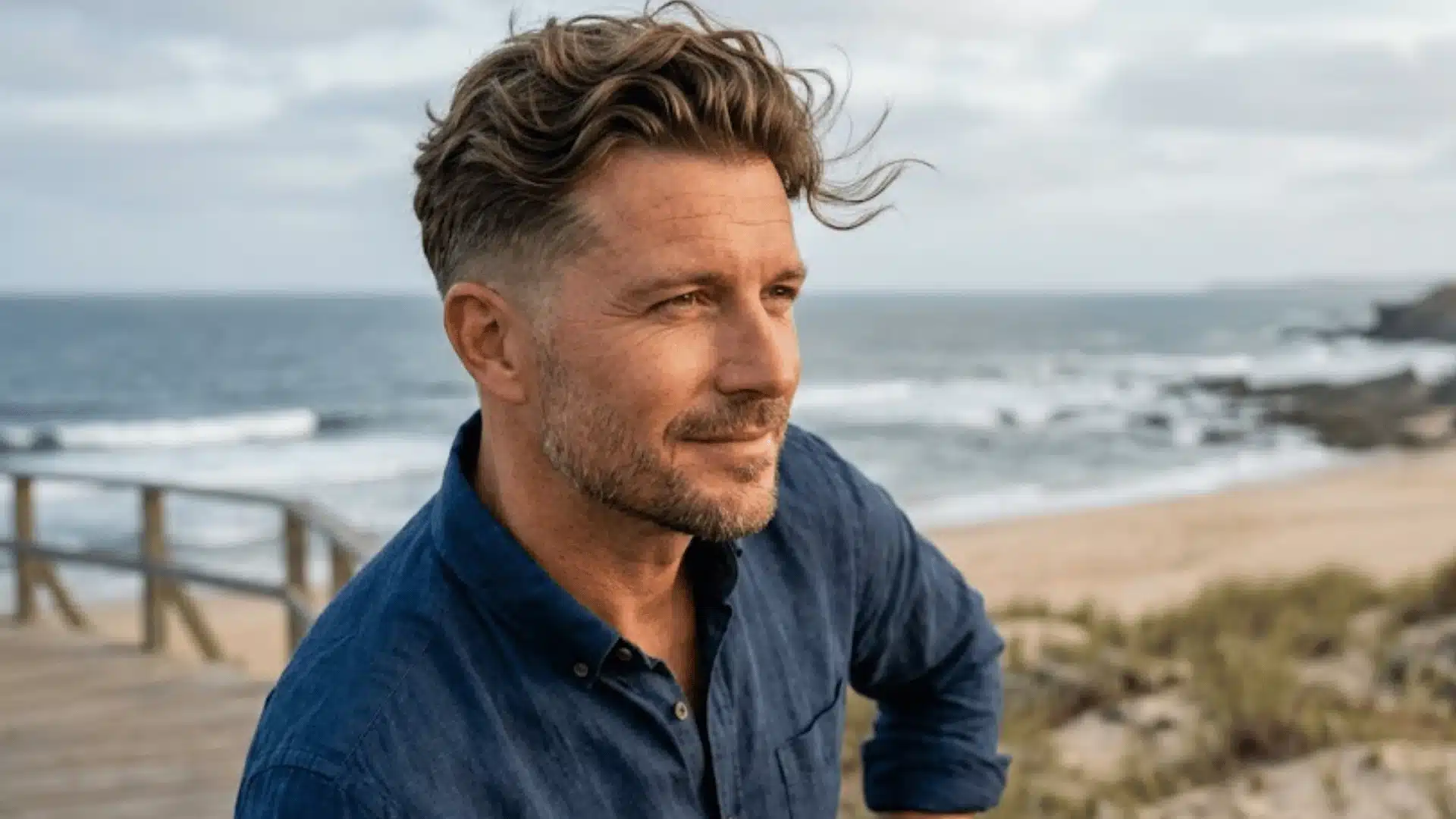 Natural wavy hairstyle for thinning hair