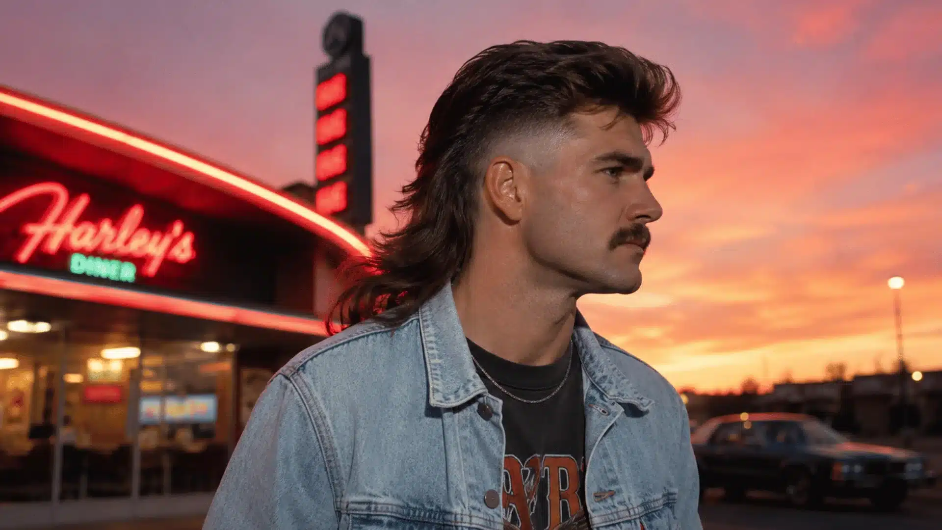 Retro 80s skin fade mullet with feathered layers