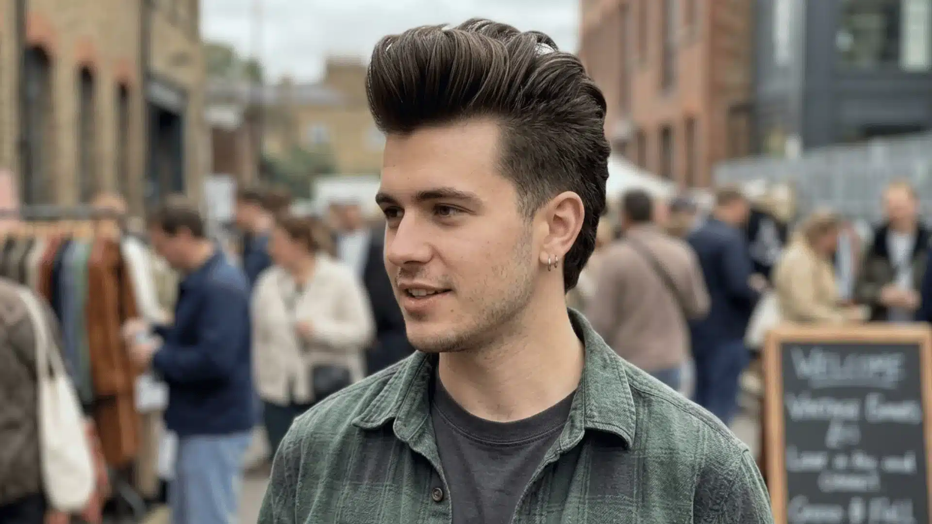 Retro pompadour mohawk with volume