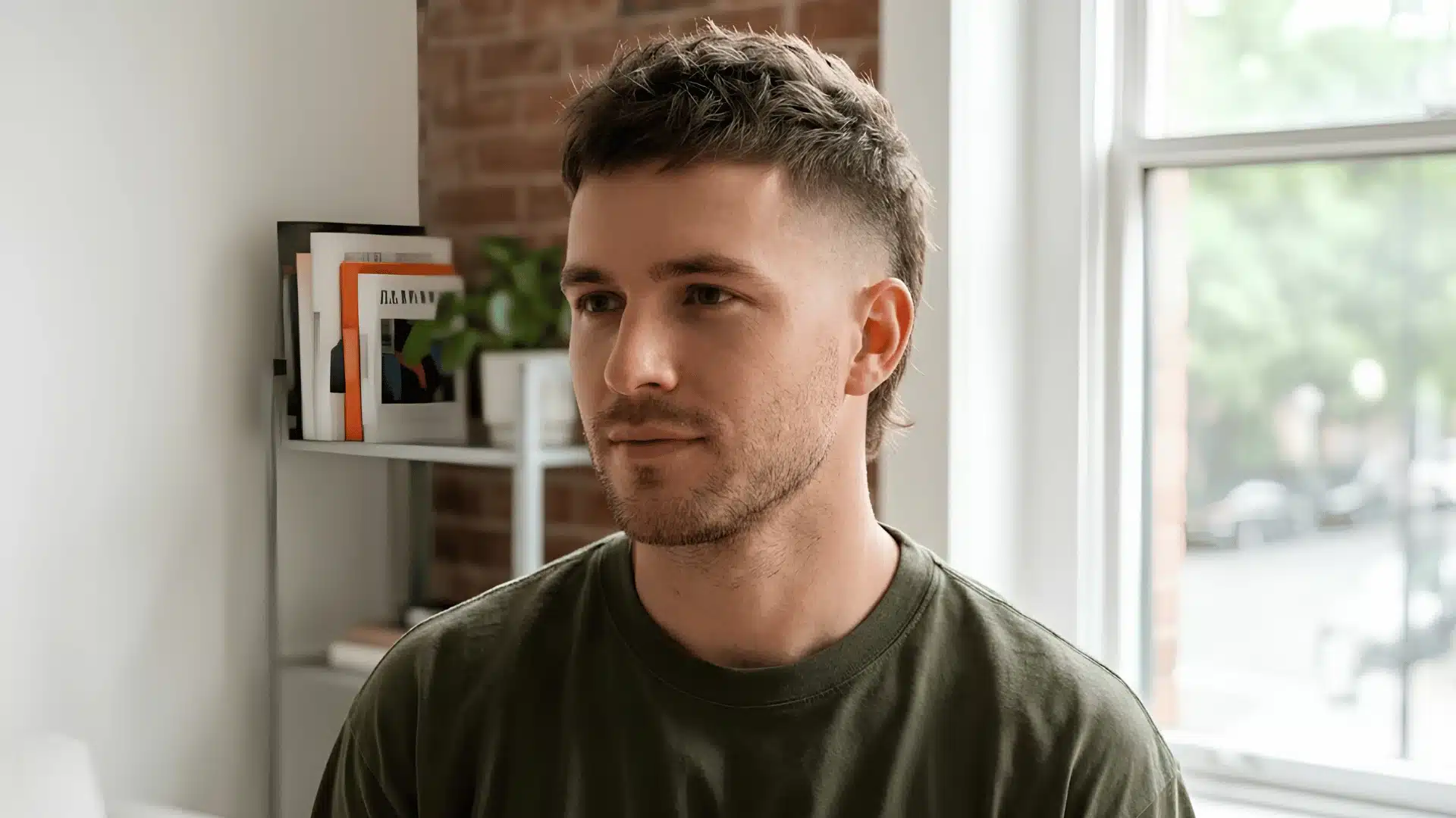 Short skin fade mullet with subtle modern texture
