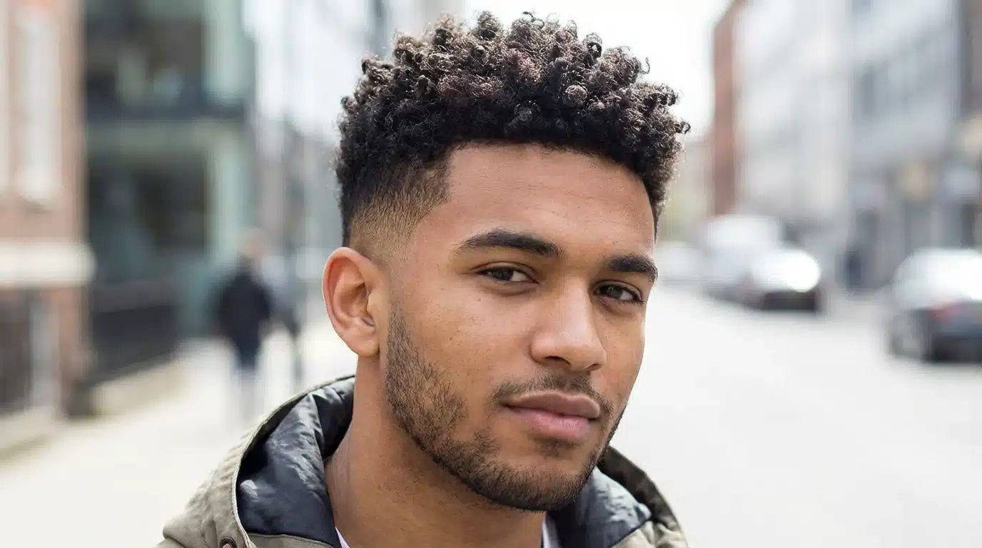 short-textured-curls-mid-fade