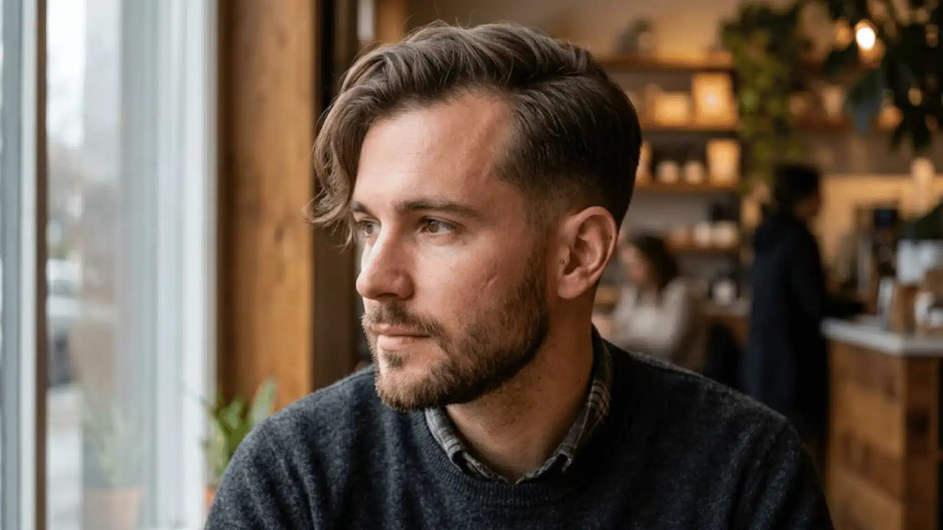 Side swept fringe hairstyle for thinning hair