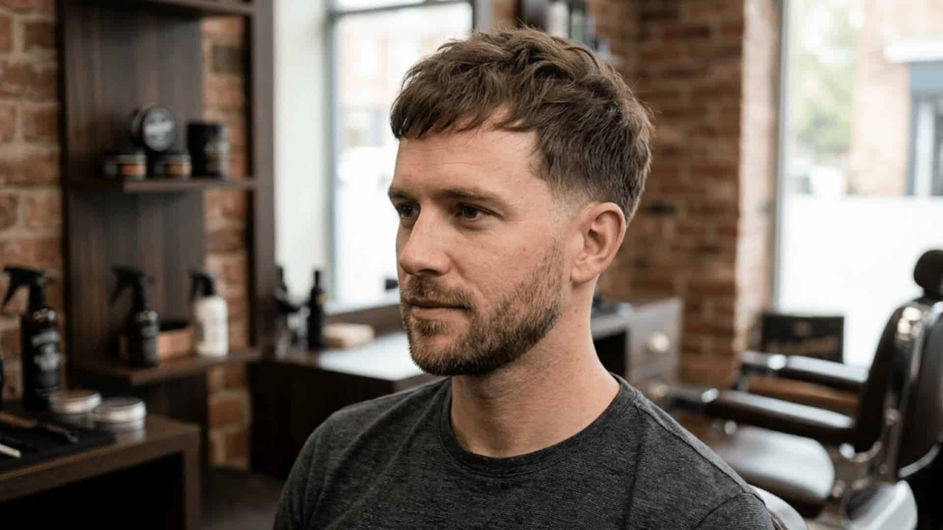 Soft textured crop with drop fade for thinning hair
