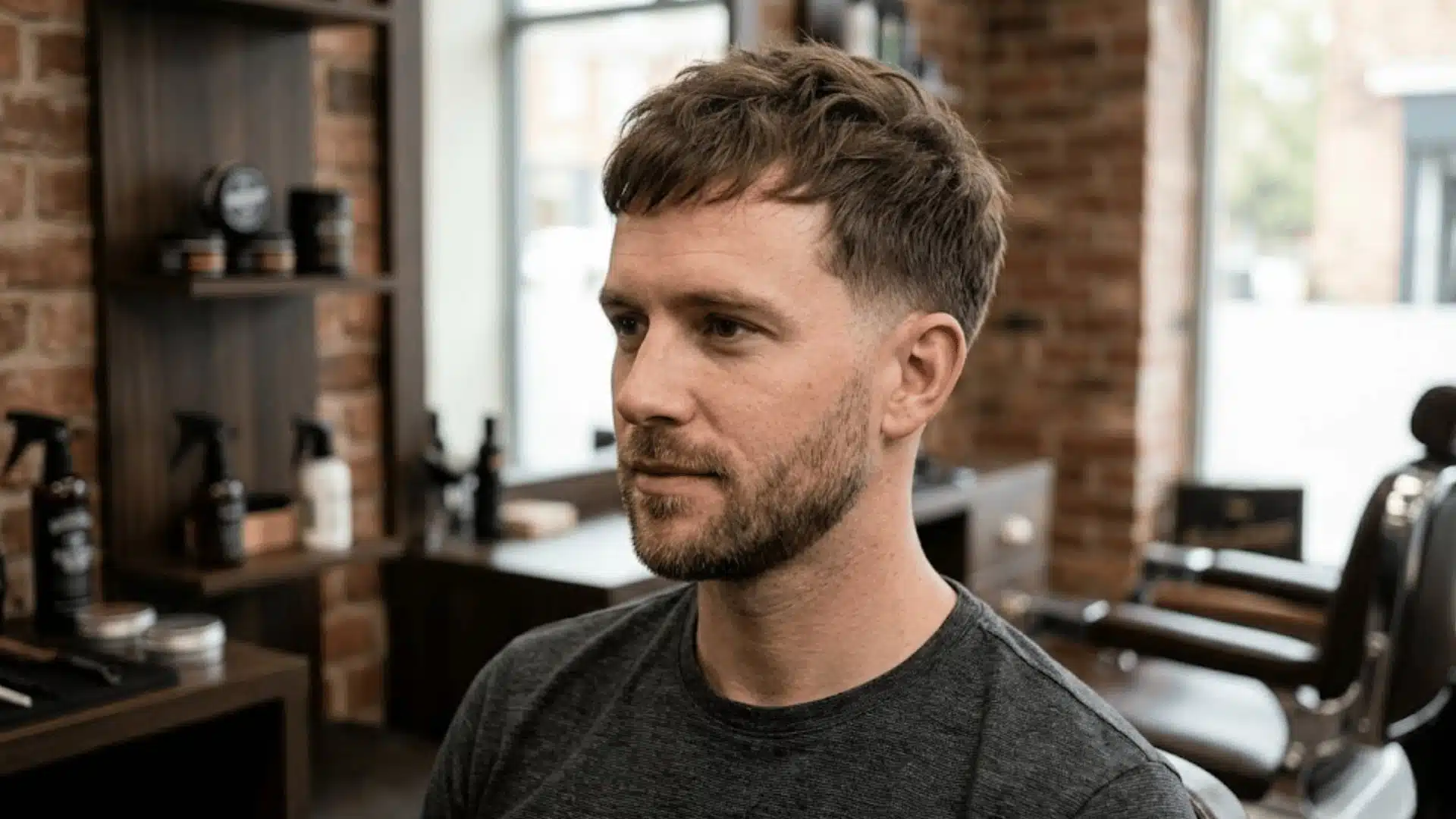 Soft textured crop with drop fade for thinning hair