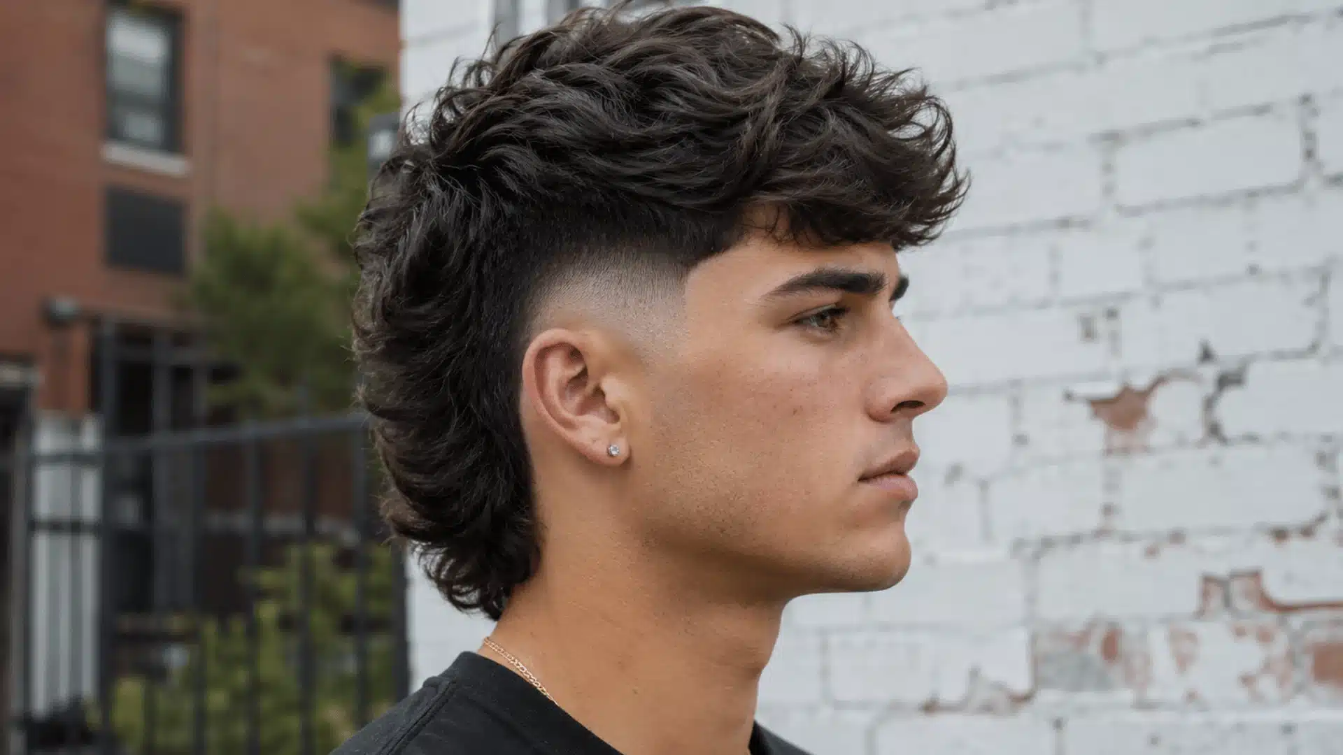 Thick hair skin fade mullet with strong volume