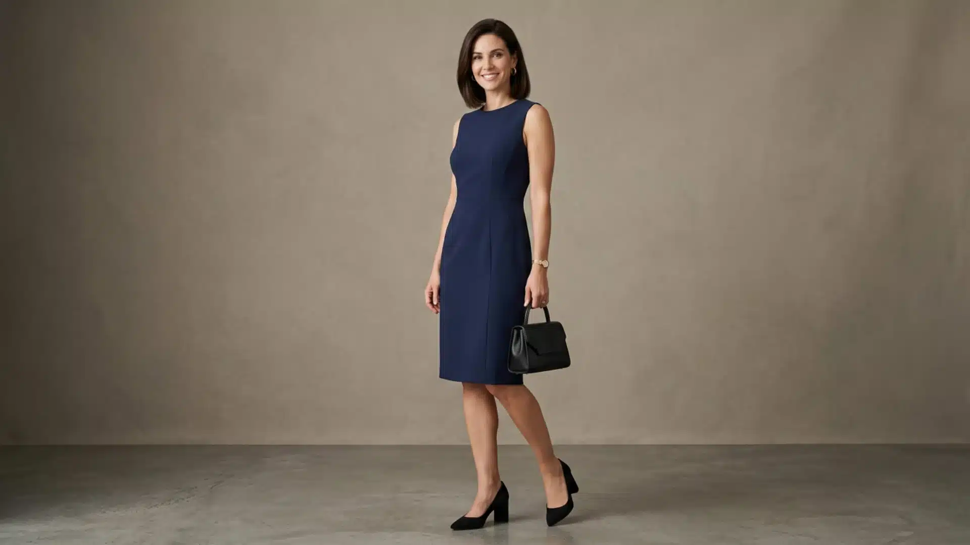 A fitted sheath dress with a streamlined silhouette.