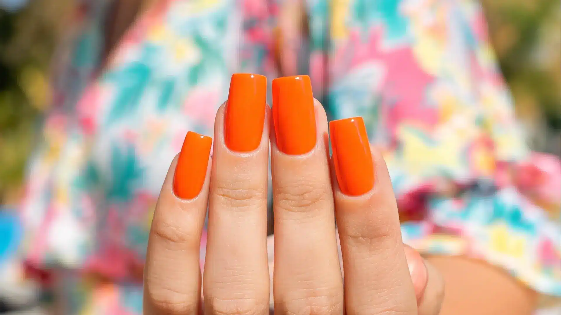 Bold neon orange summer nails