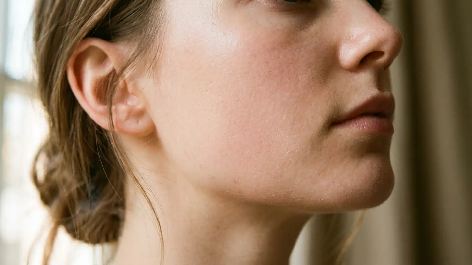 Close-up of smoother facial skin after IPL treatment