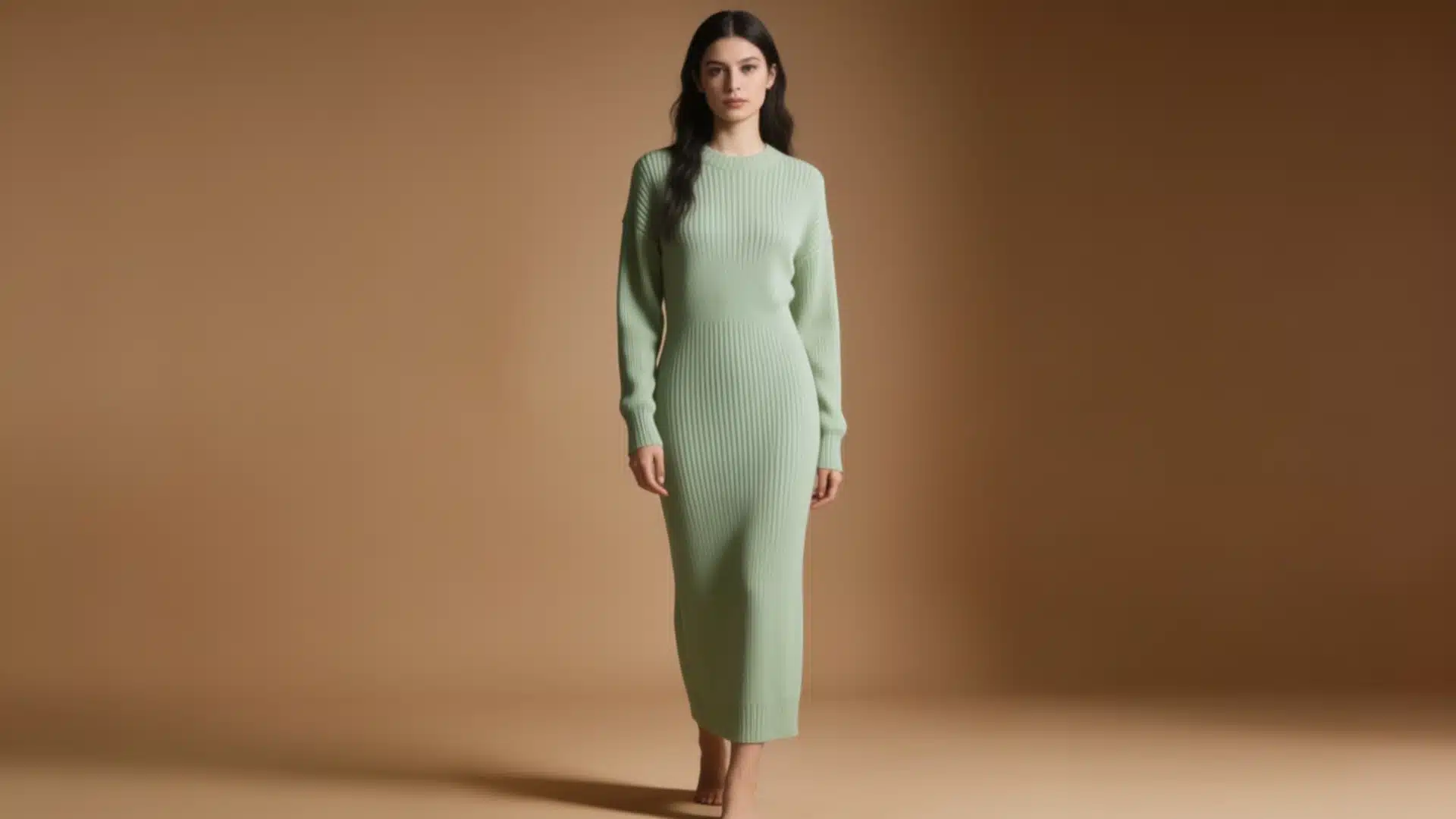 Cozy long-sleeve knit sweater dress.