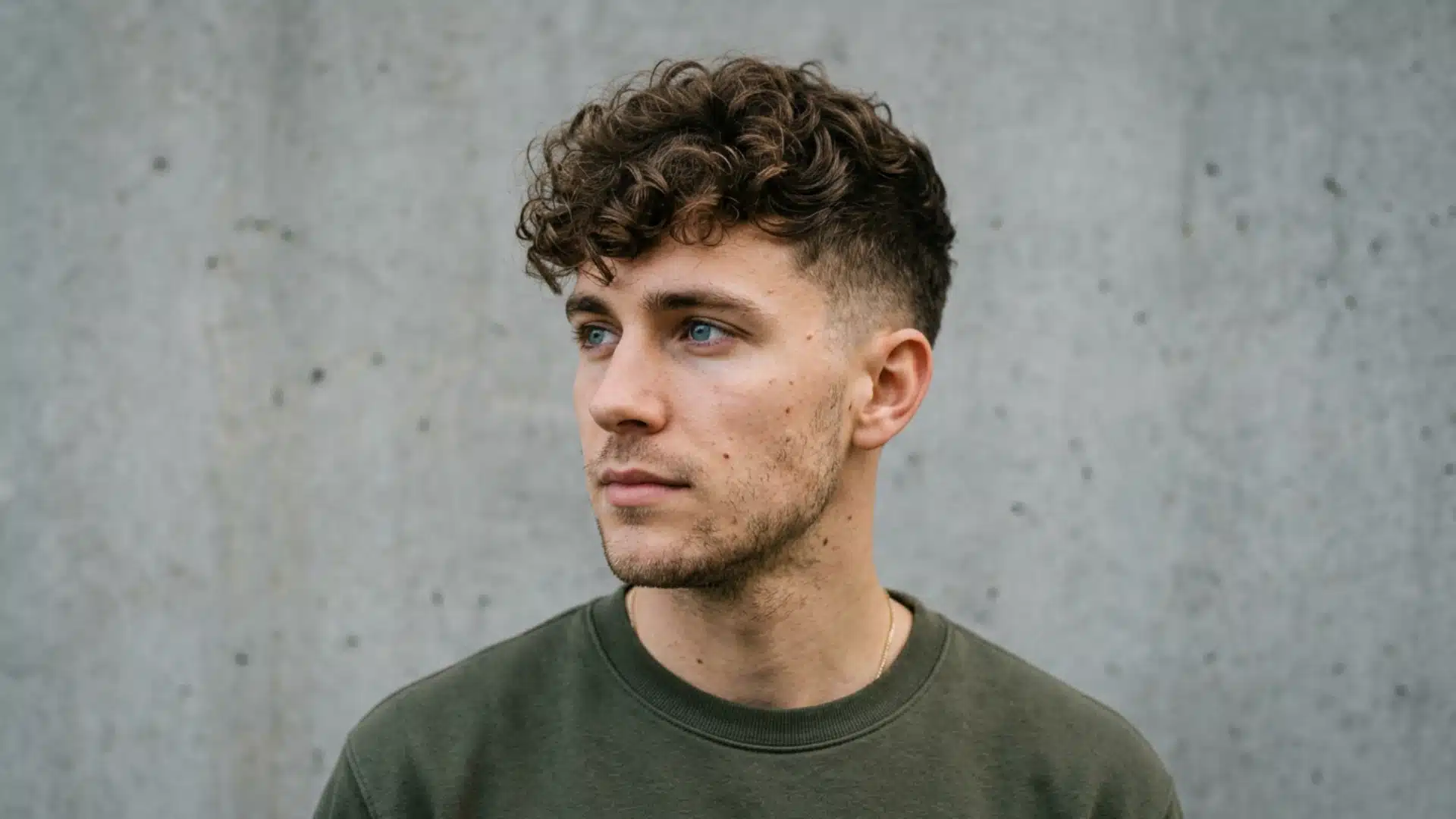 Man with curly fade haircut