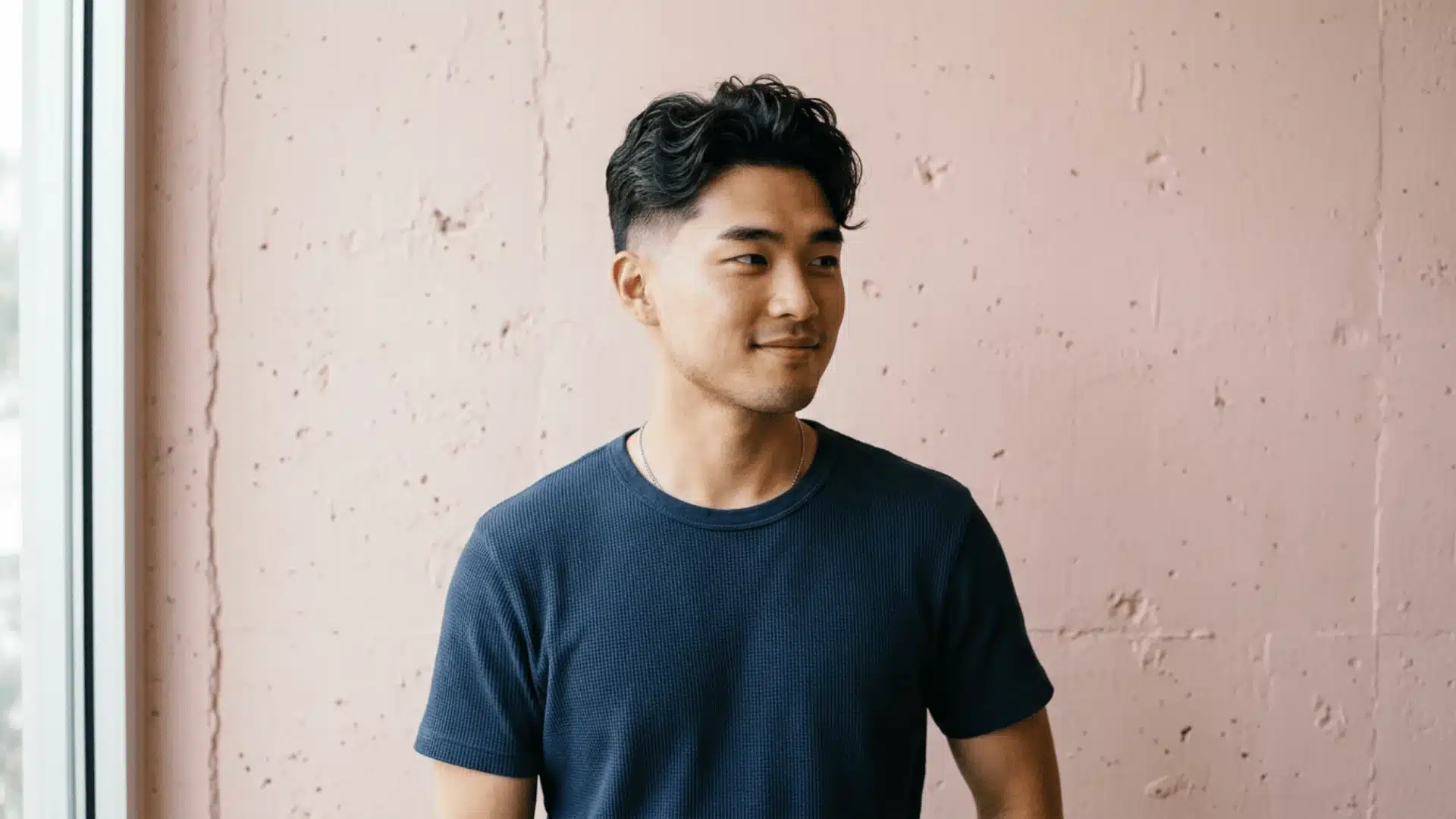 Man with texture perm showing subtle body, grip, and natural-looking hair movement