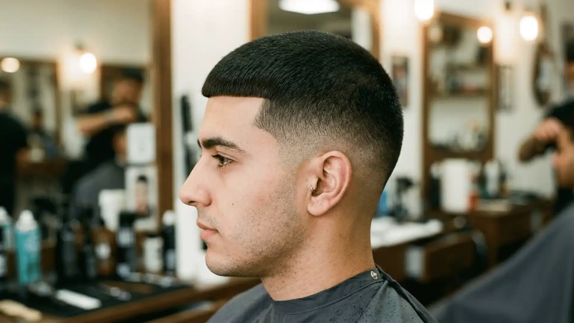 Mature man with a Number 6 buzz cut and soft tapered sides with fuller coverage