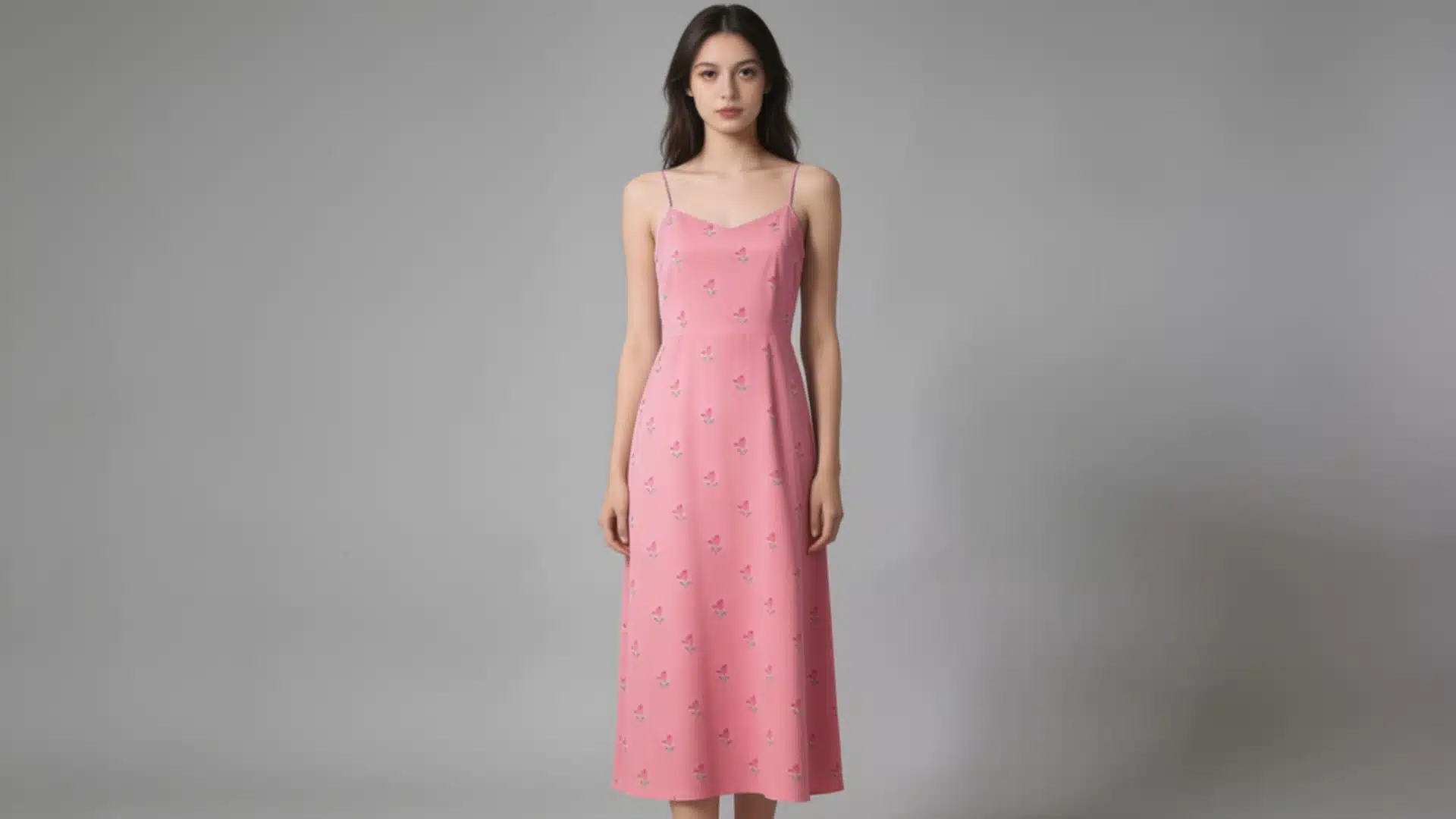 Midi dress ending between the knee and ankle.
