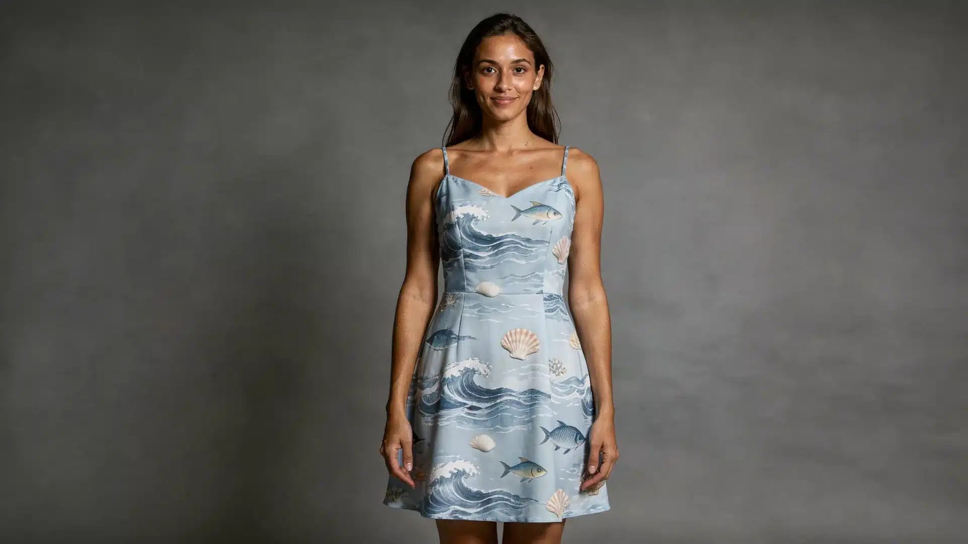 Mini dress ending above the knee.