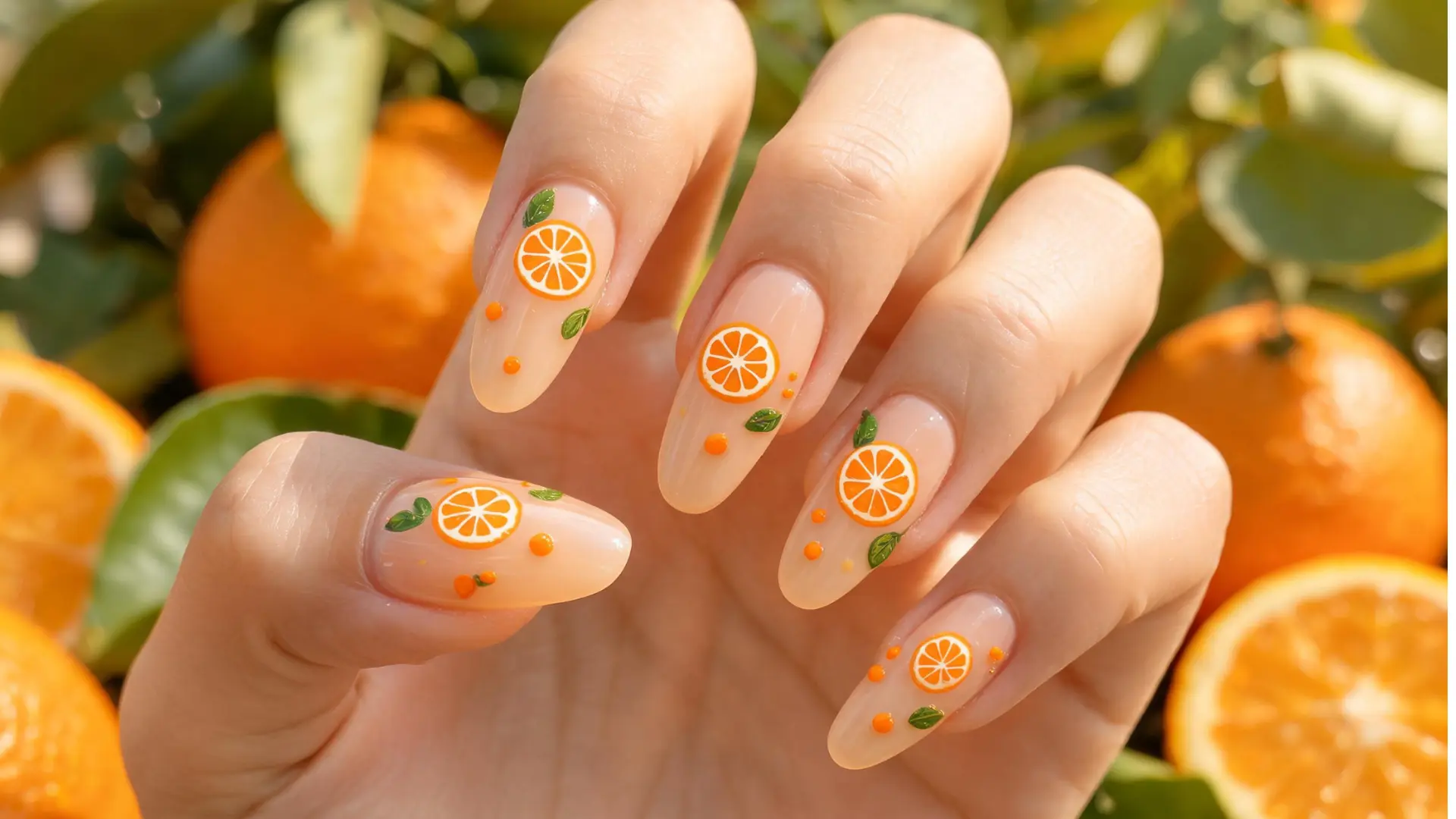 Orange citrus nail art