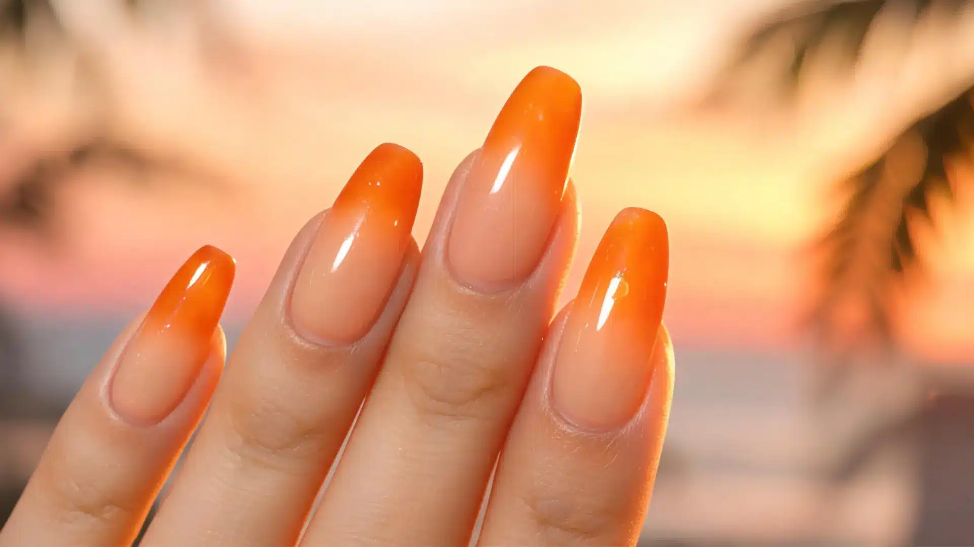 Peach to orange ombre nails