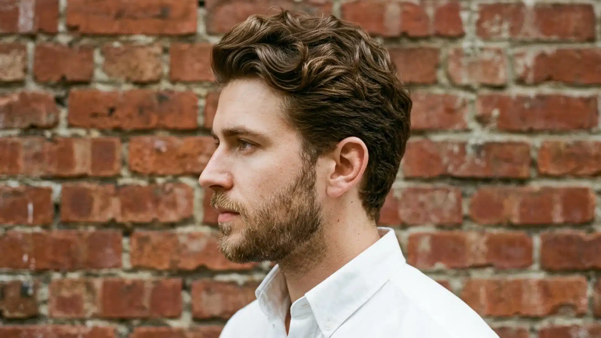 Quiff hairstyle with lifted front adding height and volume.