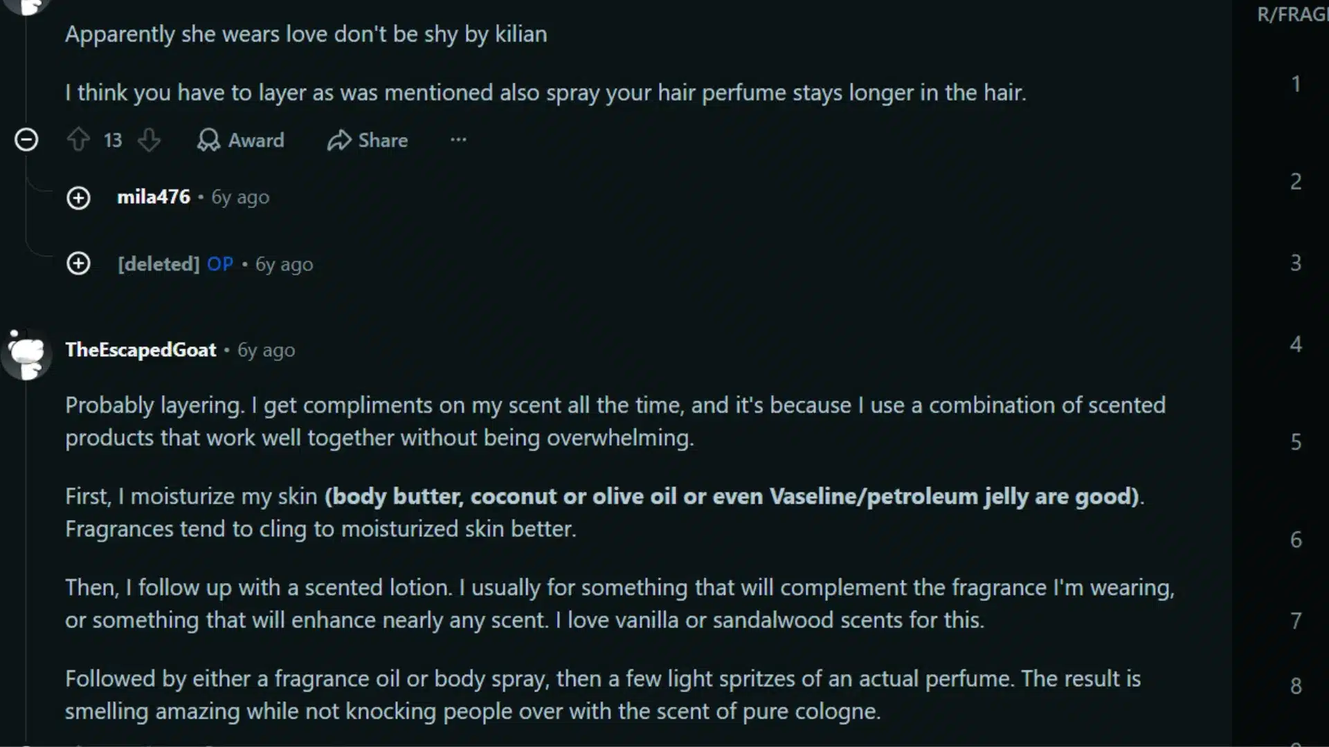Reddit discussion about Rihanna's secret for smelling good