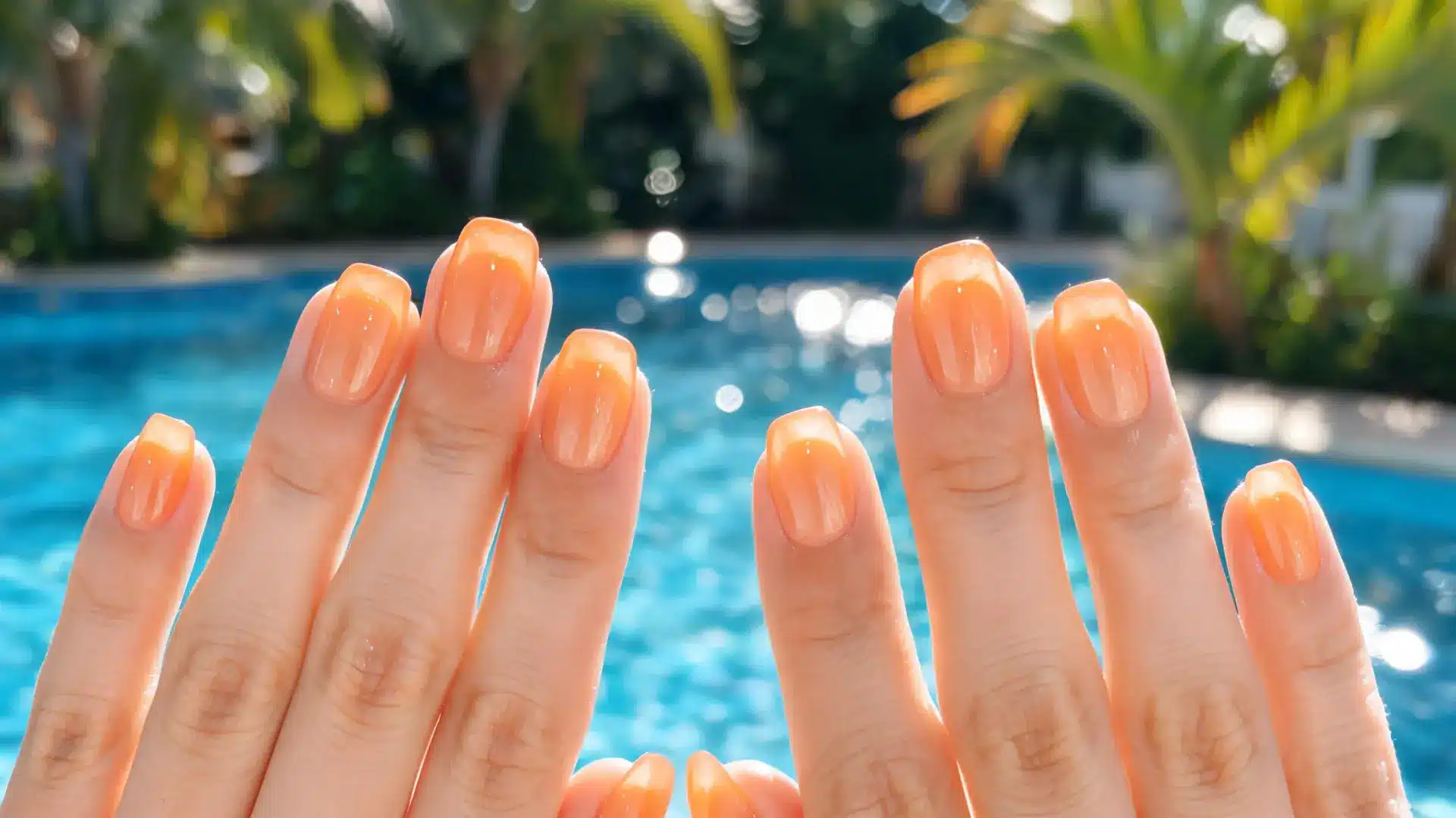 Sheer orange jelly nails