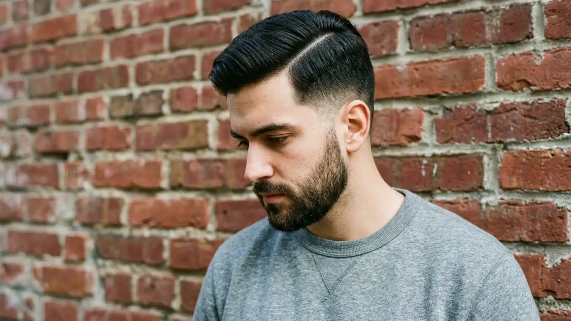 Side part hairstyle with neat separation and balanced structure