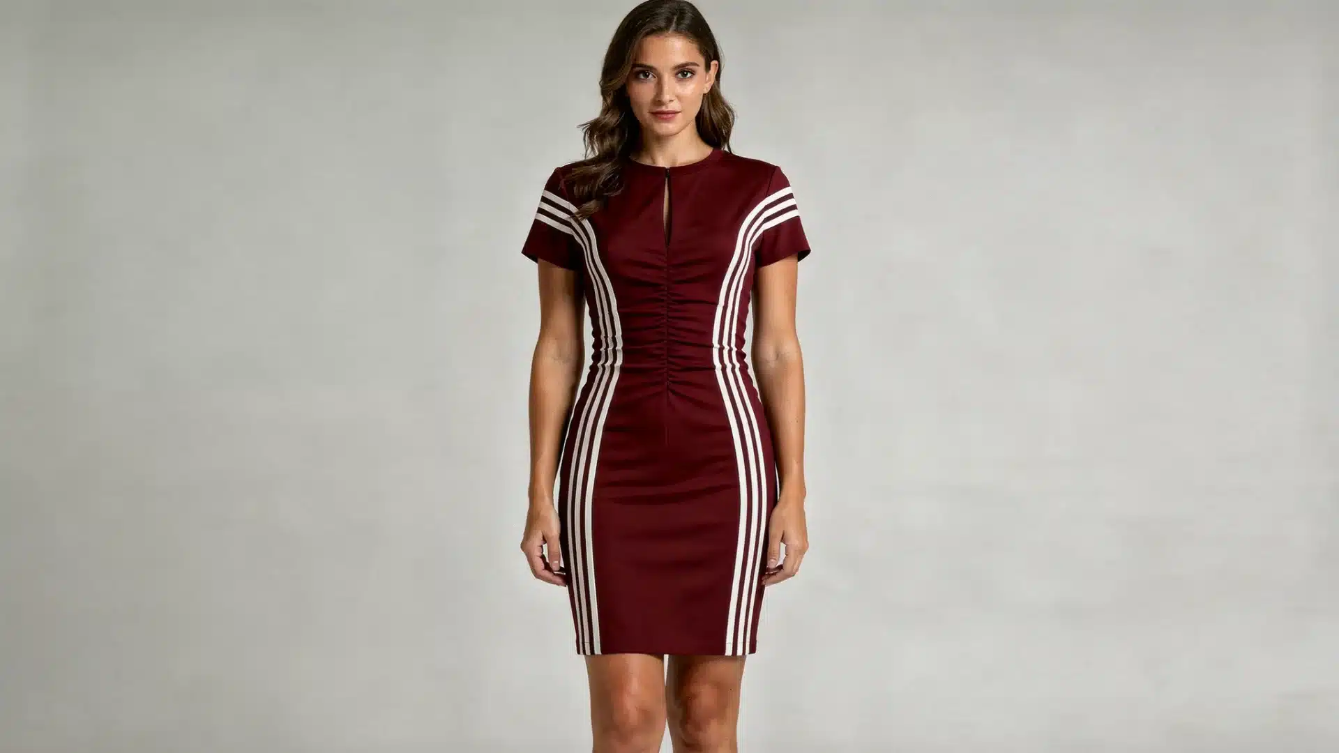 T-shirt dress with short sleeves.
