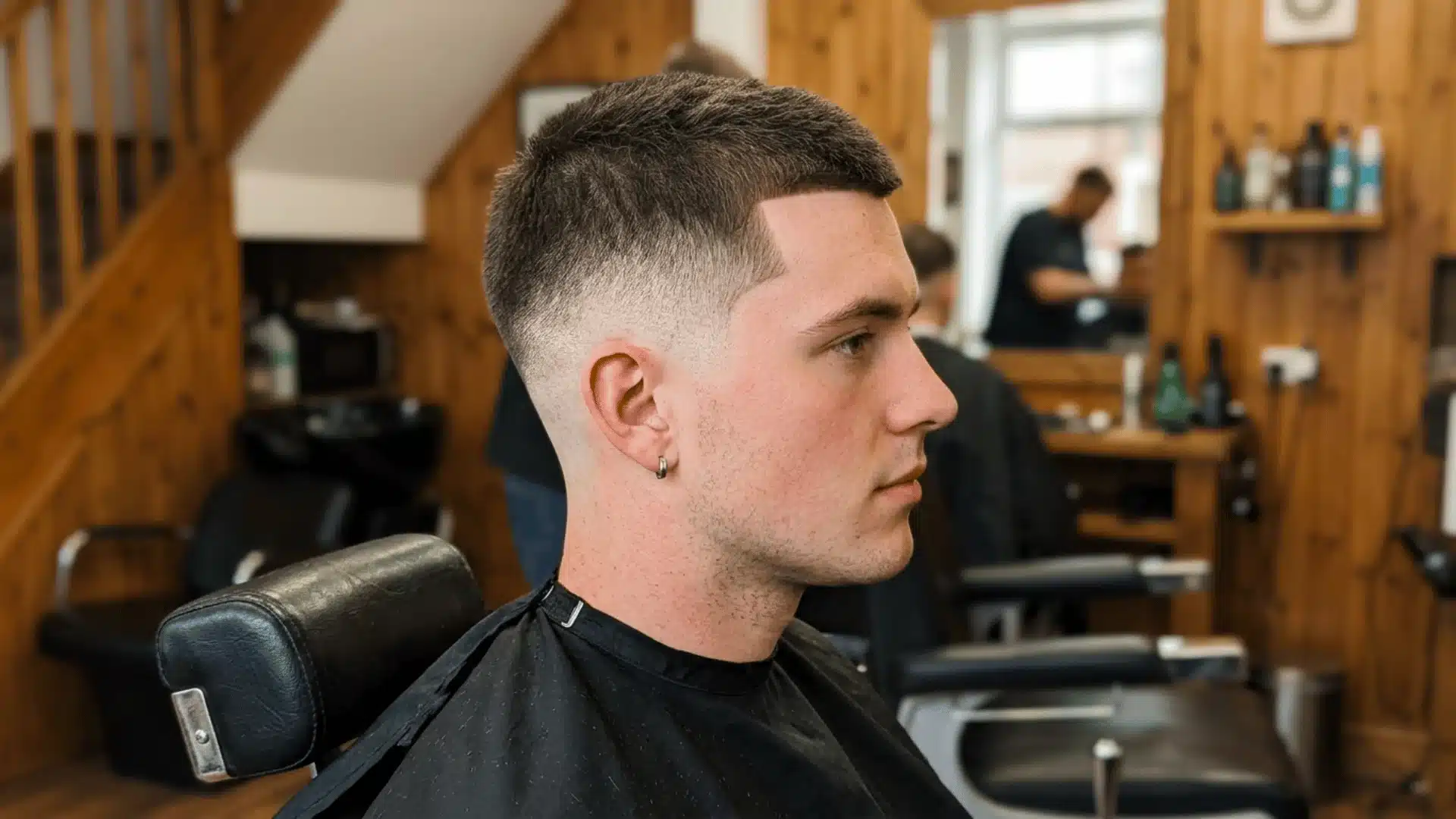 Young man with a Number 8 buzz cut showing thick textured hair and full scalp coverage