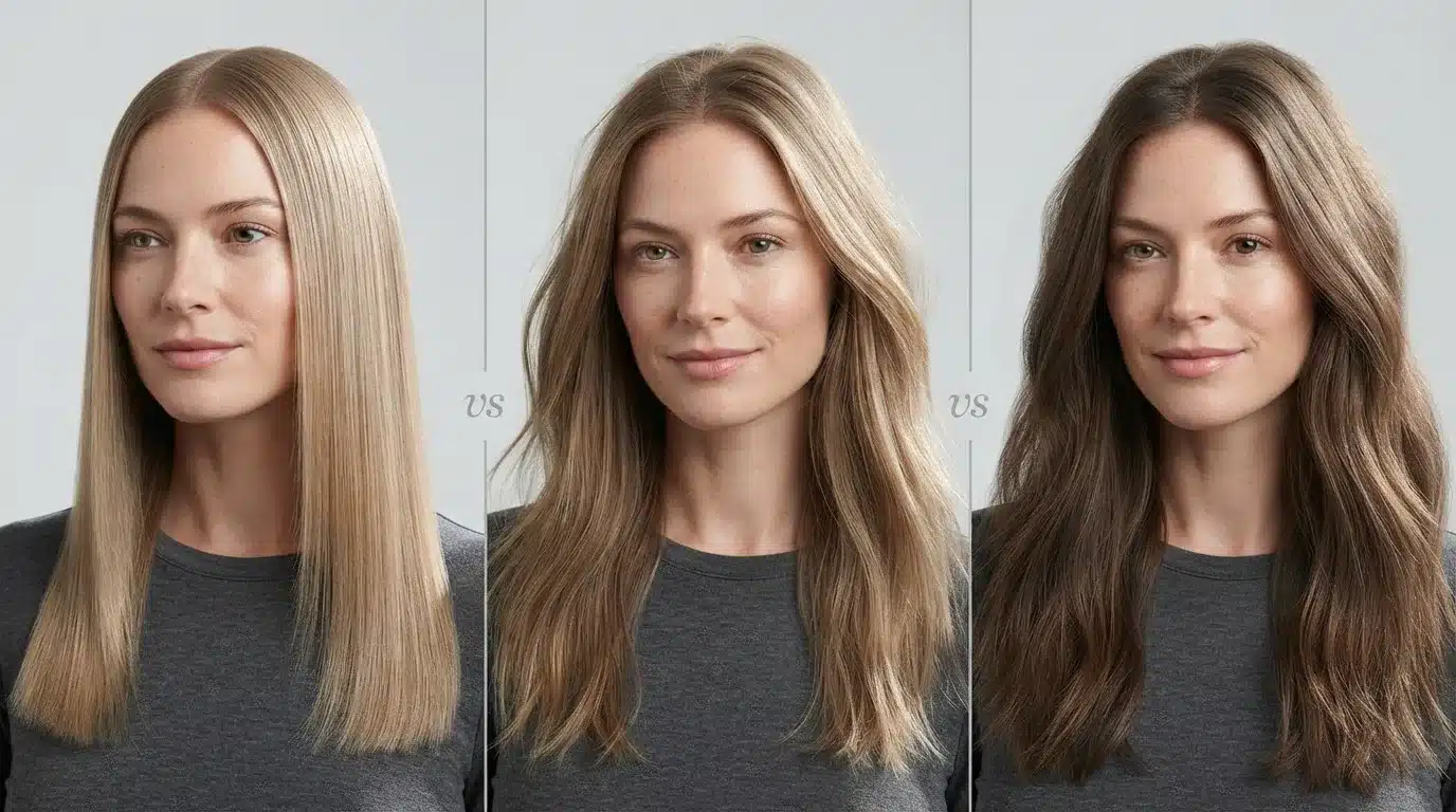 1a 1b and 1c hair comparison showing texture thickness movement and volume differences