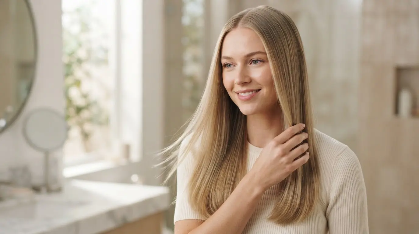 1a hair type showing fine straight strands with smooth texture and natural shine