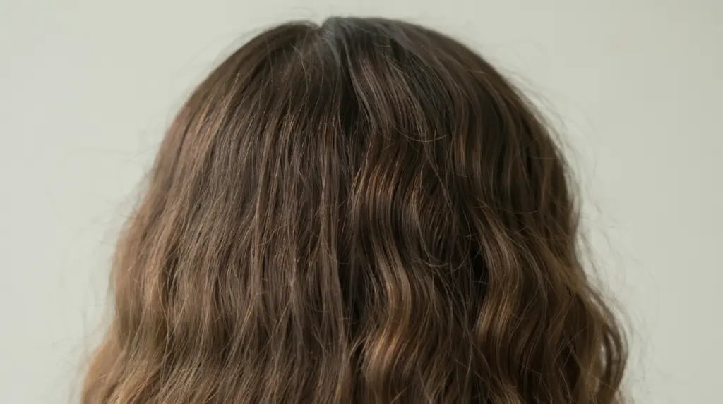 close up view of natural hair texture showing soft waves and subtle bends from different hair types