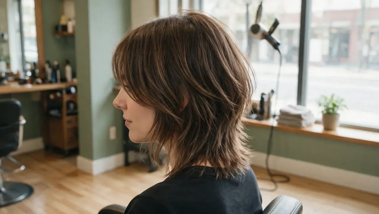 angled shag haircut with longer front layers and shorter back