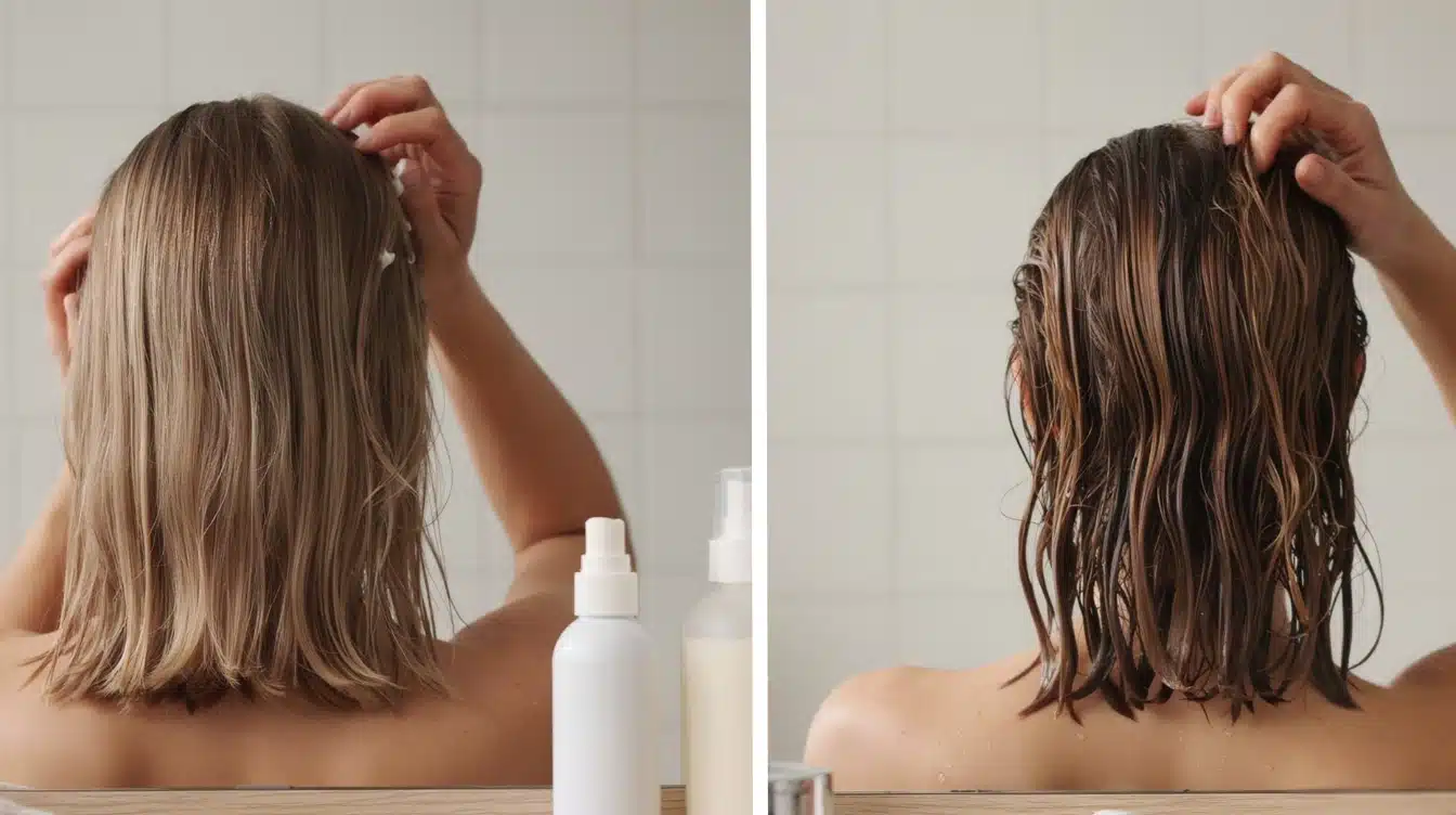back view of wet and dry hair comparison showing different styling needs for natural textures
