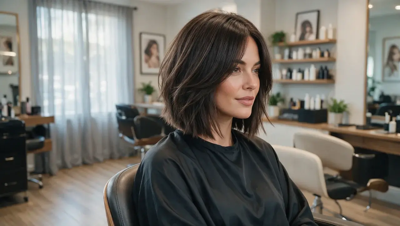 blunt shag haircut with structured ends and layered texture