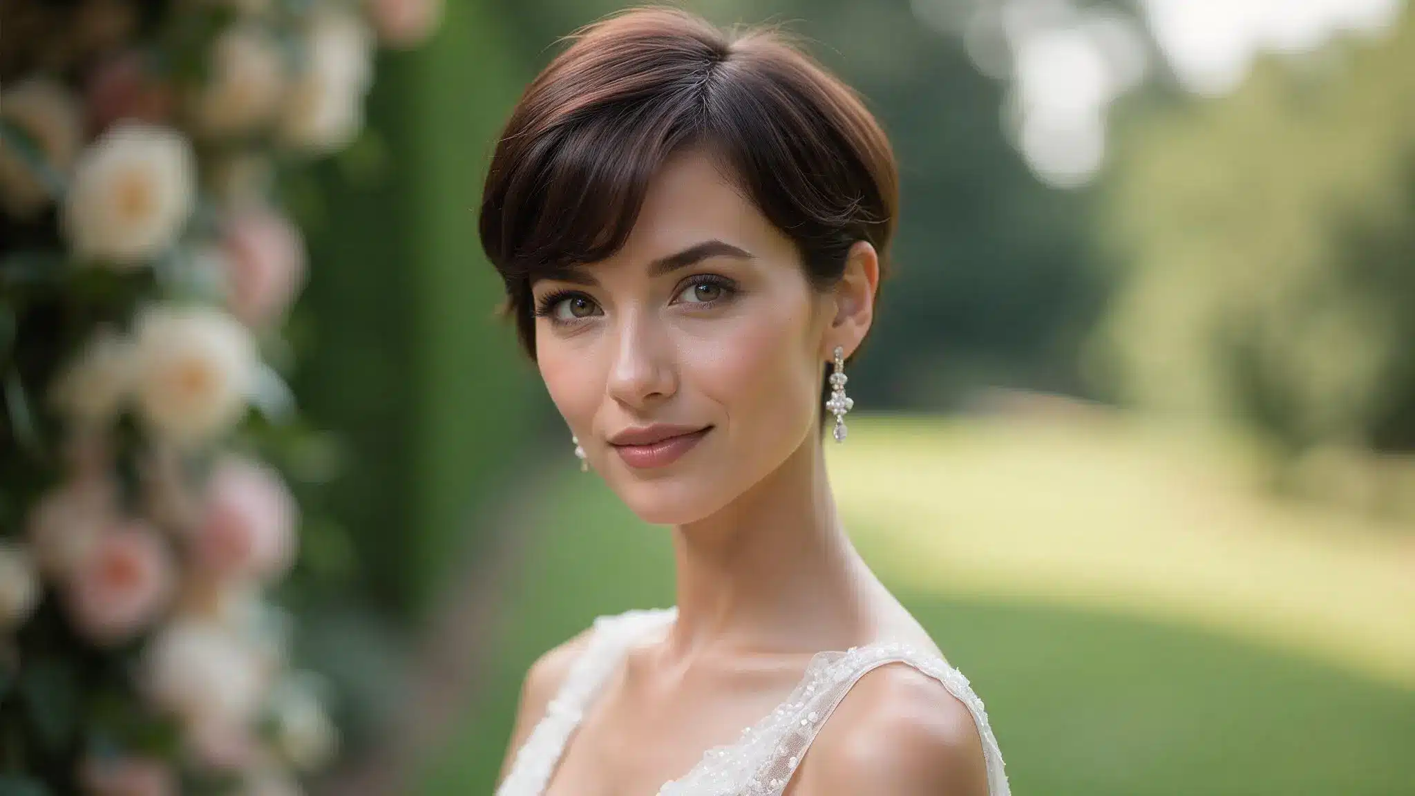 classic french pixie bob haircut with soft layers and polished finish for wedding guest style
