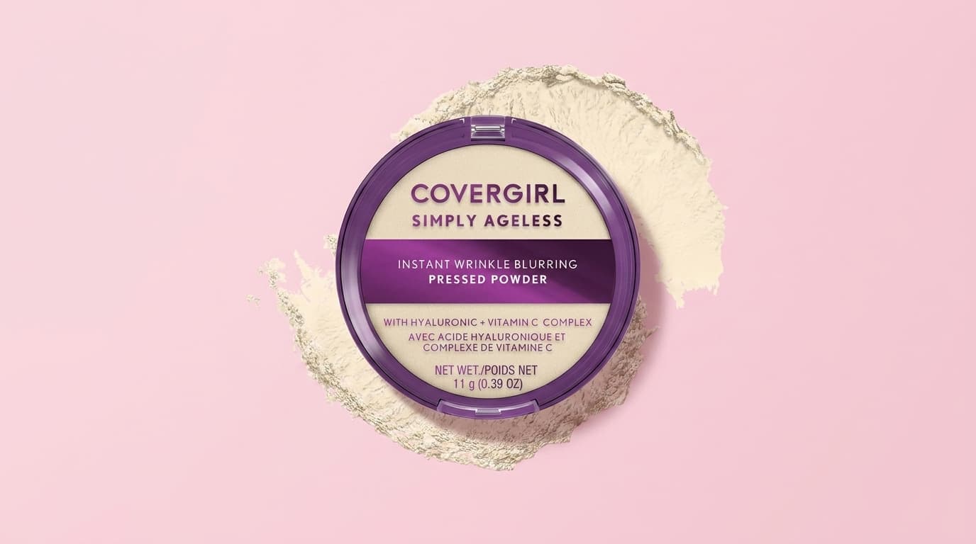 covergirl simply ageless instant wrinkle blurring pressed powder shown in an open compact