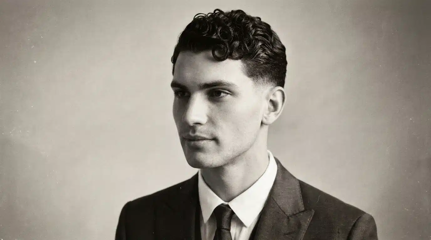 curly tapered hairstyle with defined curls on top and neat short tapered sides