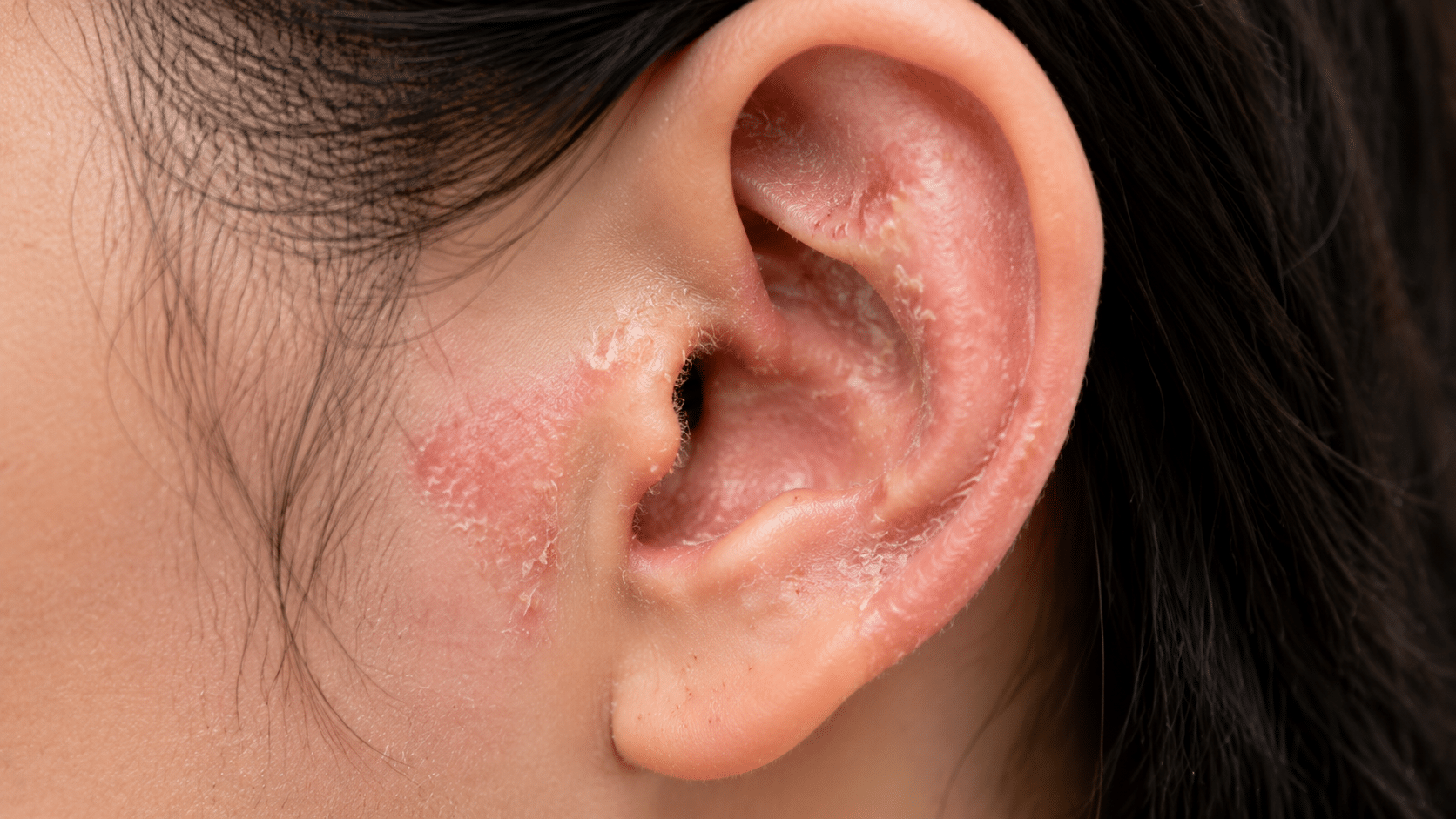 ear eczema causing flaky irritated skin around the ear